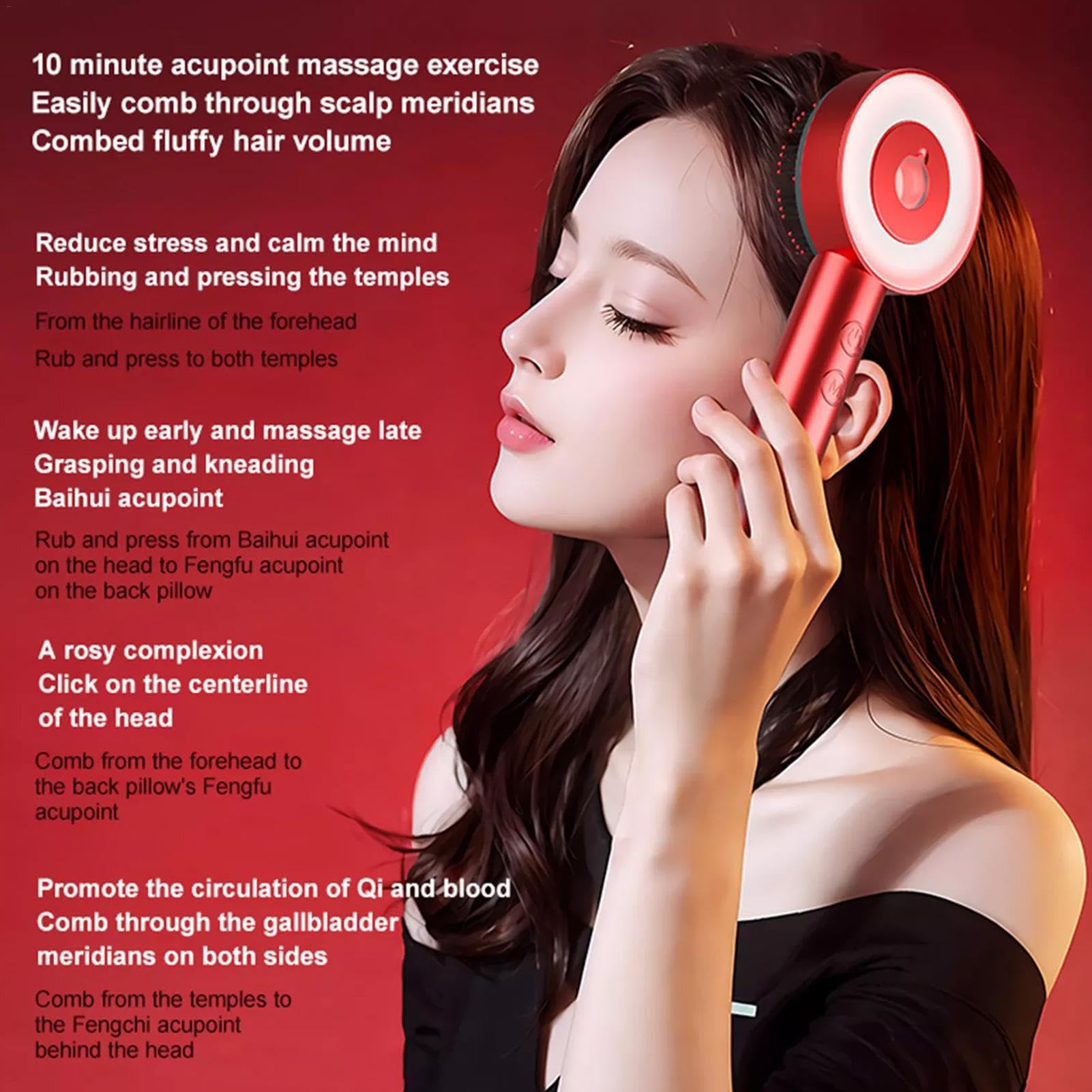 Electric Scalp Massager, Scalp Massager Brush Oil Applicator, Blue Red Light, Scalp Massager Tool, 3 Modes Blue Red Light Features, Easy To Use, Portable for Healthy Strong Hair