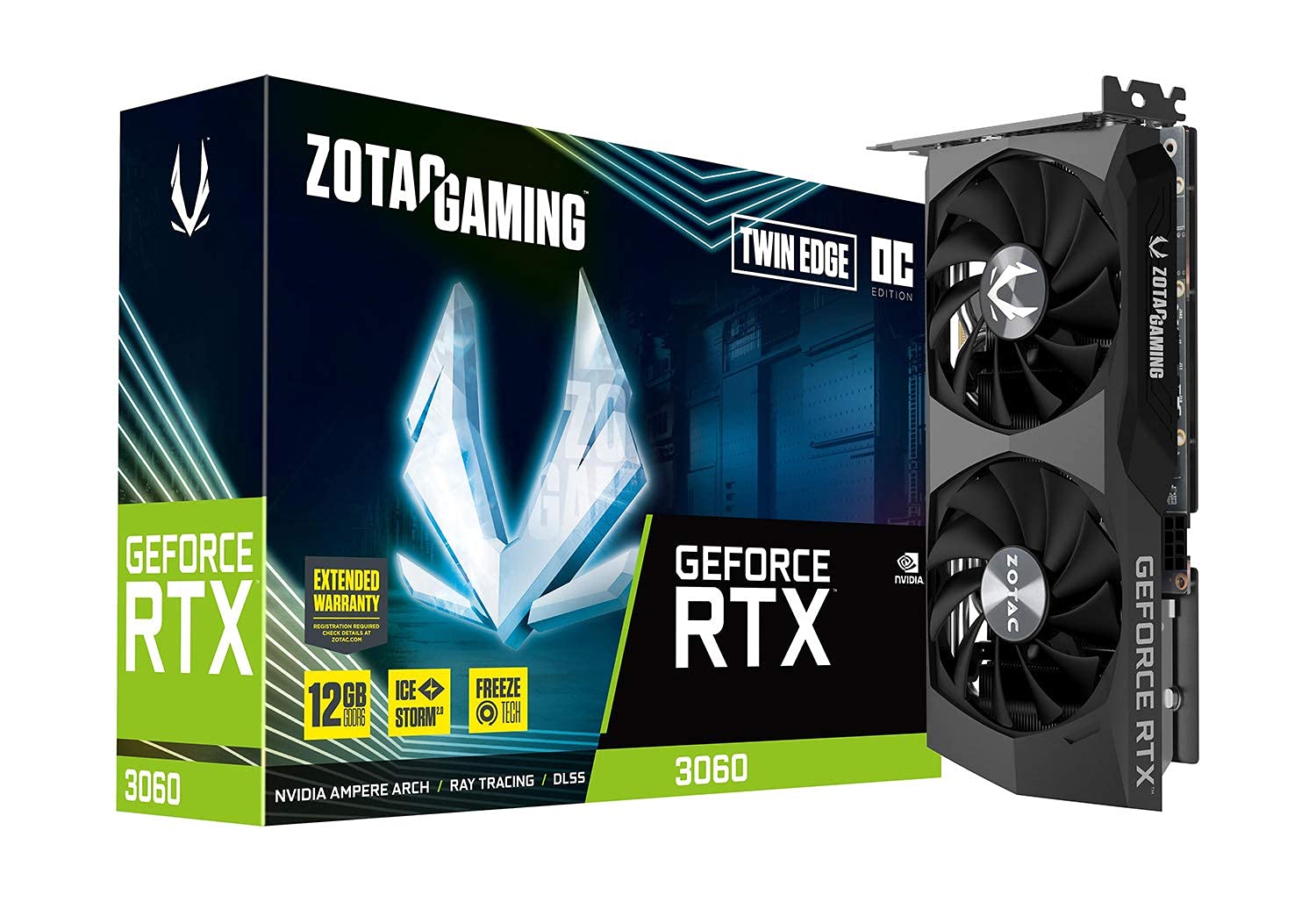 ZOTAC Gaming GeForce RTX 3060 Twin Edge OC 12GB GDDR6 192-bit 15 Gbps PCIE 4.0 Gaming Graphics Card,