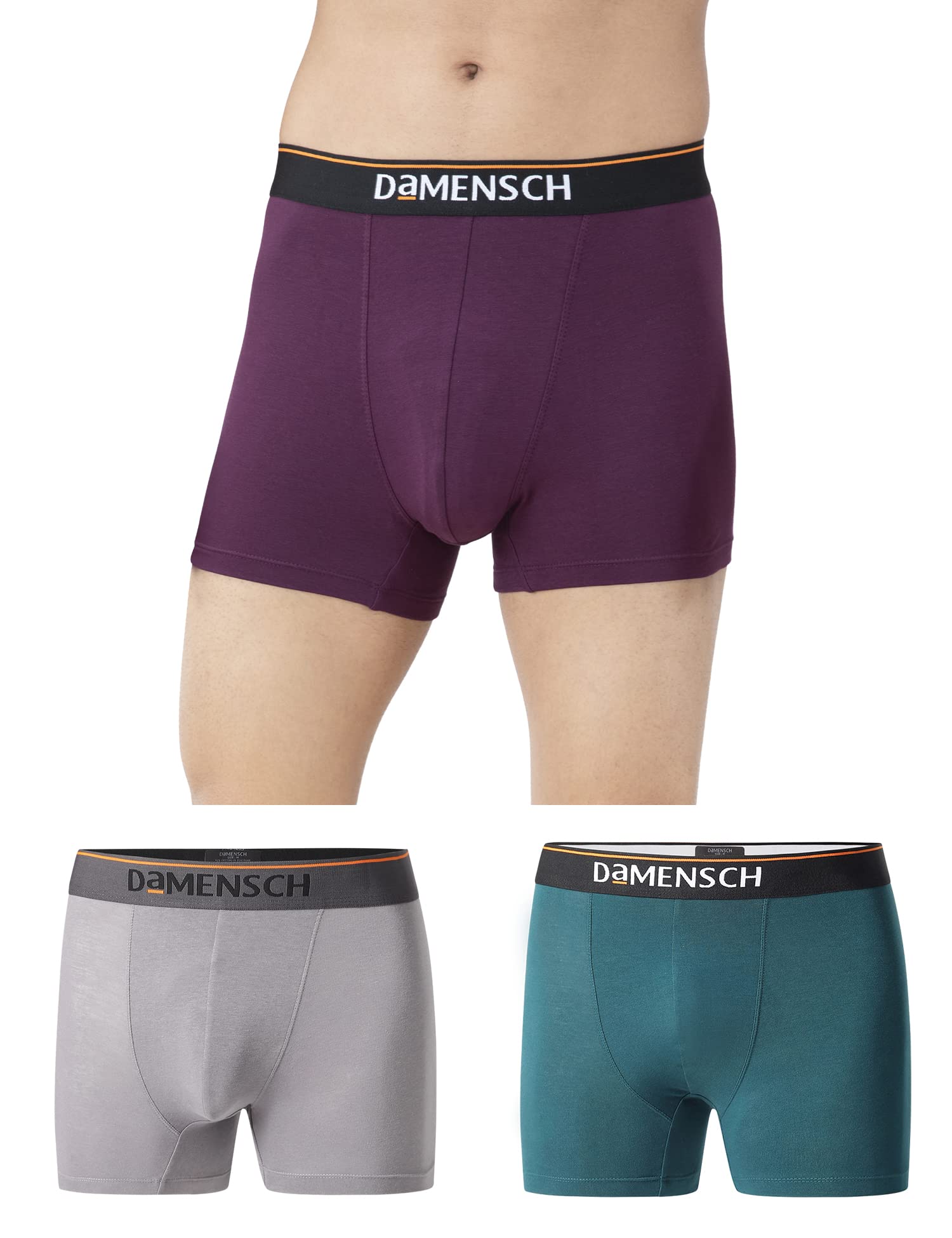 DAMENSCHRegular Fit Solid Cotton Blend Trunk Underwear Anti-Bacterial Moisture Wicking Breathable Microfibre Waistband Deo-Cotton Trunks for Men