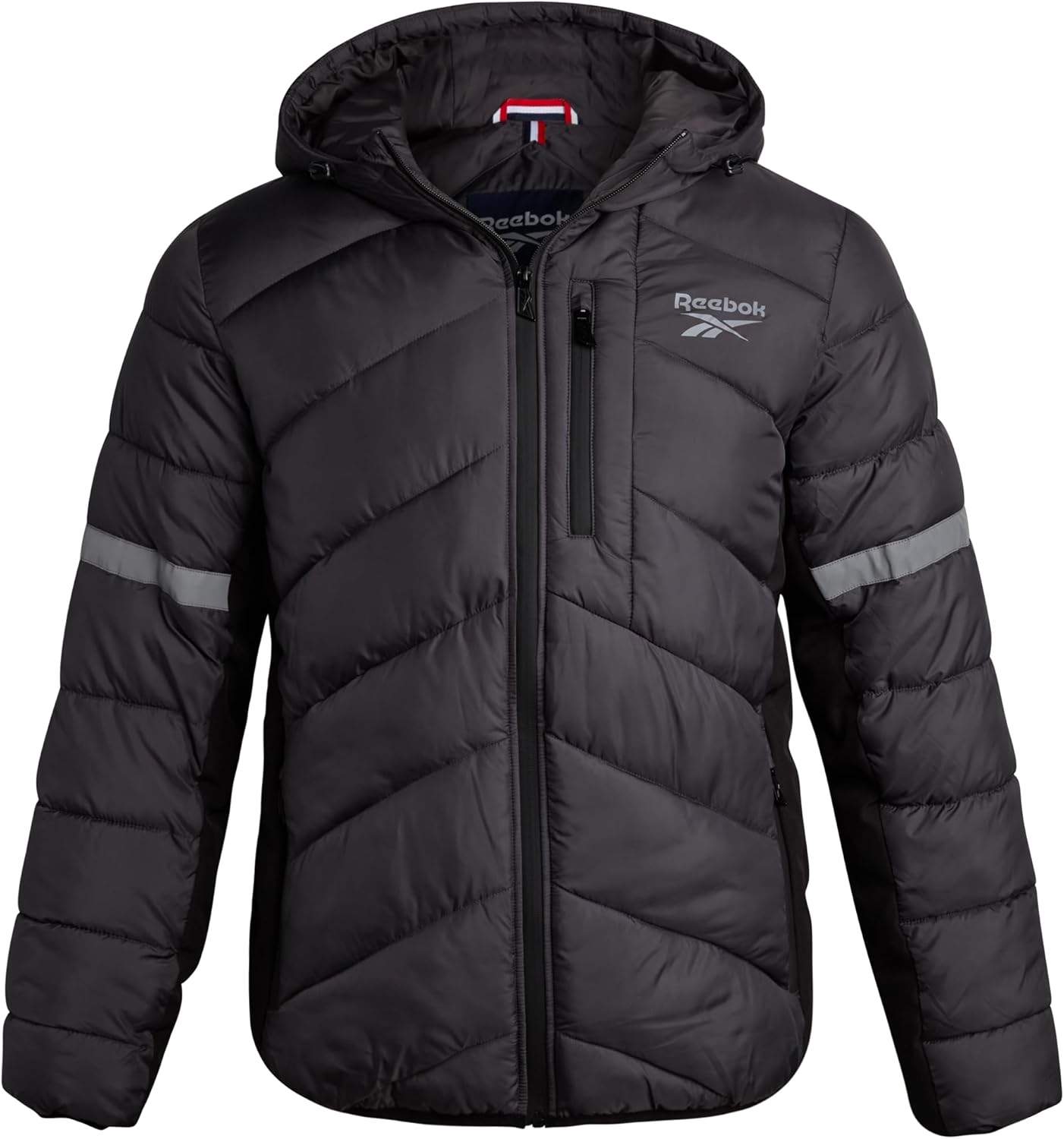 Reebok Mens Winter Jacket - Water Resistant Heavy Puffer Coat with Hood - Quilted Insulated Warm Winter Coat for Men