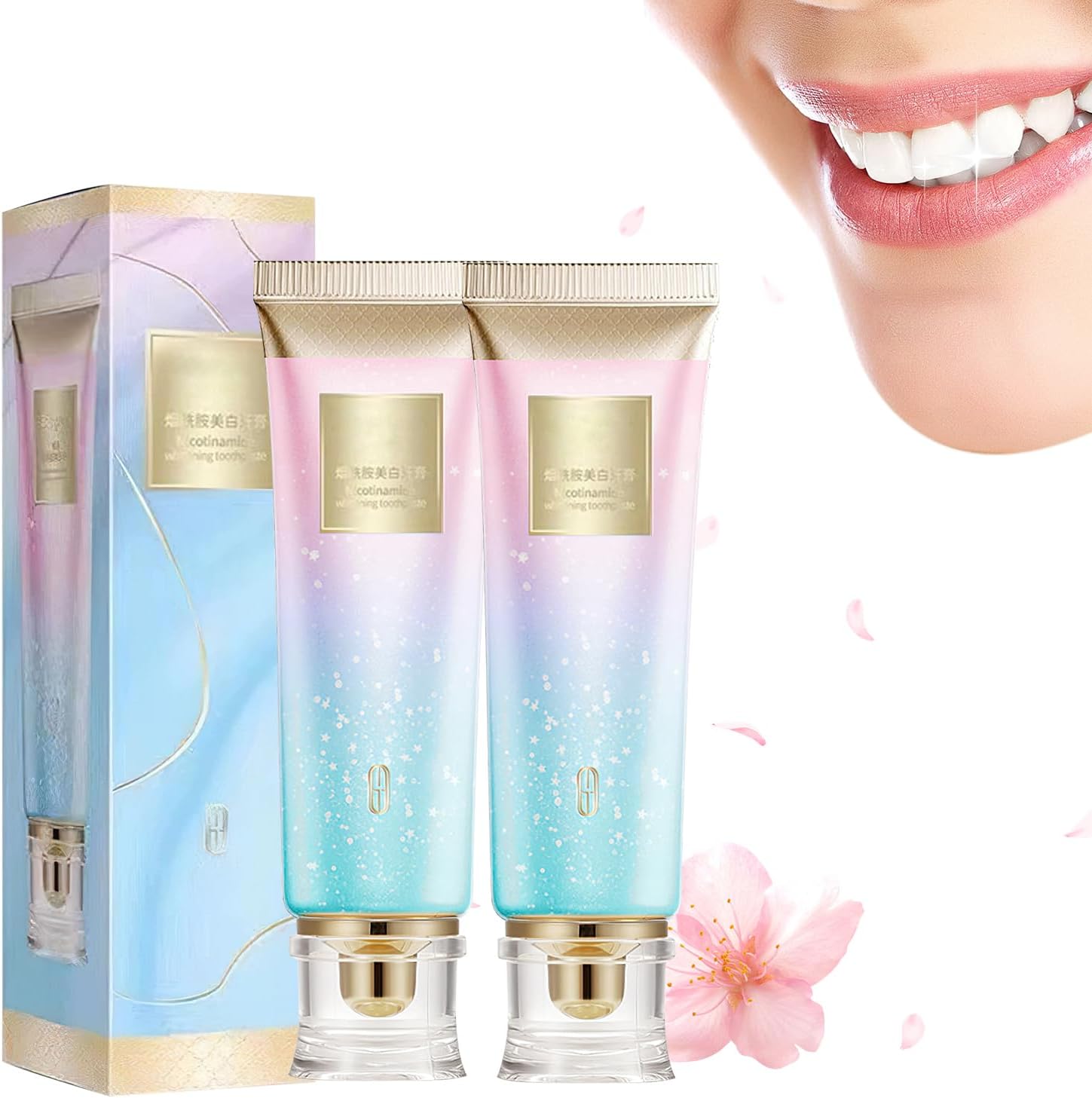 Dazzle White 2Pcs Niacinamide Whitening Toothpaste, Fresh Breath, Remove Tooth Stains