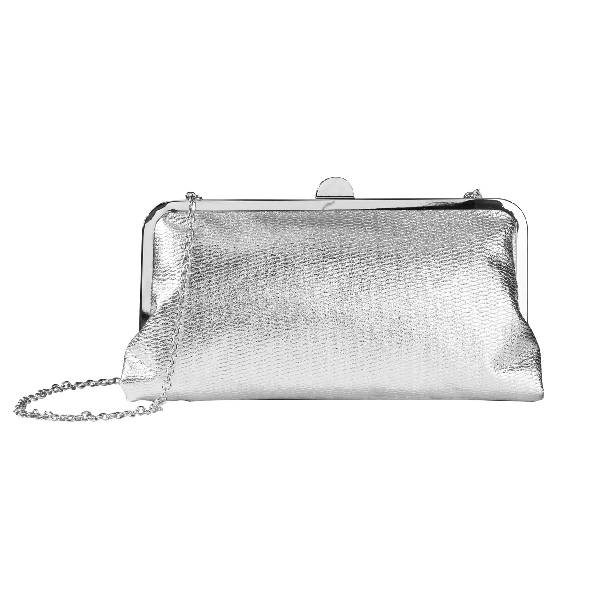 accessorize London Women's Silver Metallic Clutch Bag-picture-12