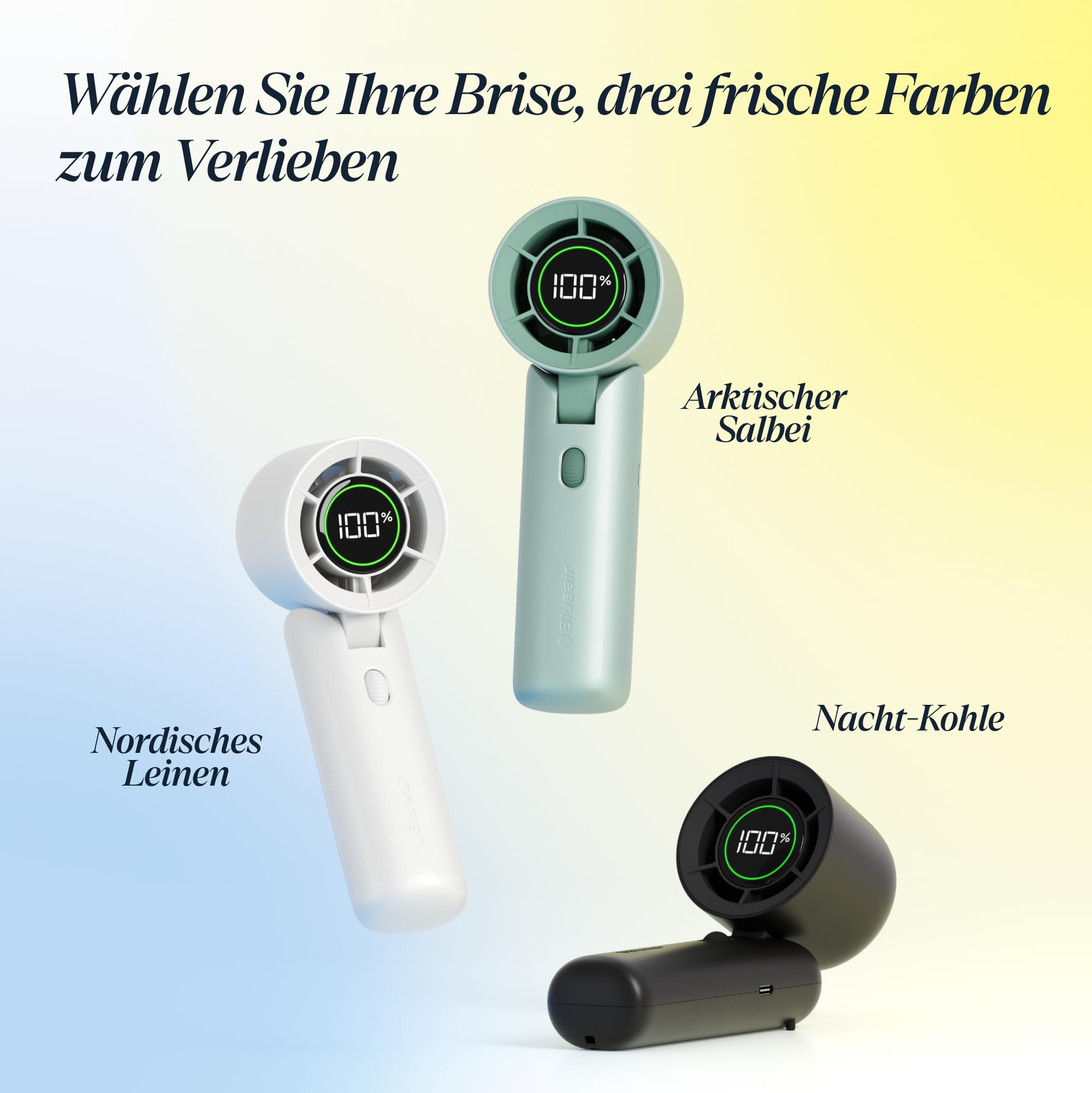 BLUEAIR AlwaysCool Tragbarer Handventilator F7 – Persönlicher Kühlkomfort mit bis zu 36 Stunden Akkulaufzeit, leisem Betrieb und kraftvollem Luftstrom. USB-C wiederaufladbar