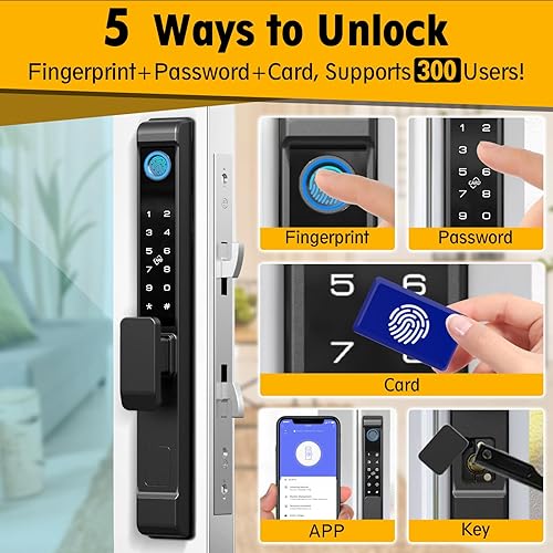 Miniatura 2 de Eseesmart - Cerradura de puerta corrediza de cristal, cerradura inteligente para puerta corredera con código de huellas dactilares, teclado con