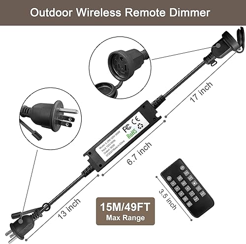 Miniatura 8 de Banord Cadena de luces LED inastillables para exteriores de 51 pies y atenuador de intensidad de 360 W