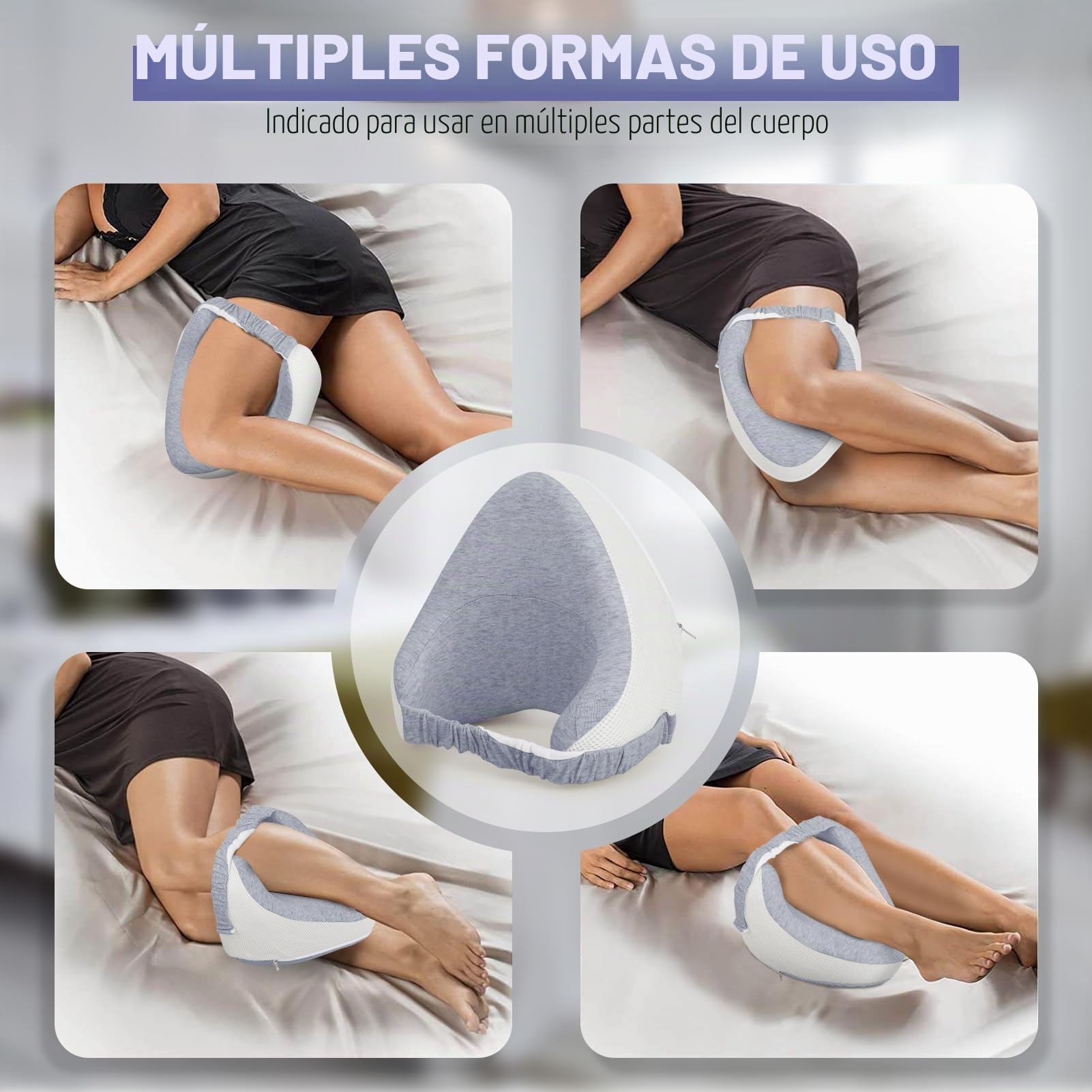 Almohada Piernas Dormir Lado, Cojin Ergoflex Rodillas Entre Viscoelastica Alineadora Ortopédica Almohada Ergonómica Con Ajustable Correas para Embarazadas Alivia Dolor de Espalda Cadera Ciatica