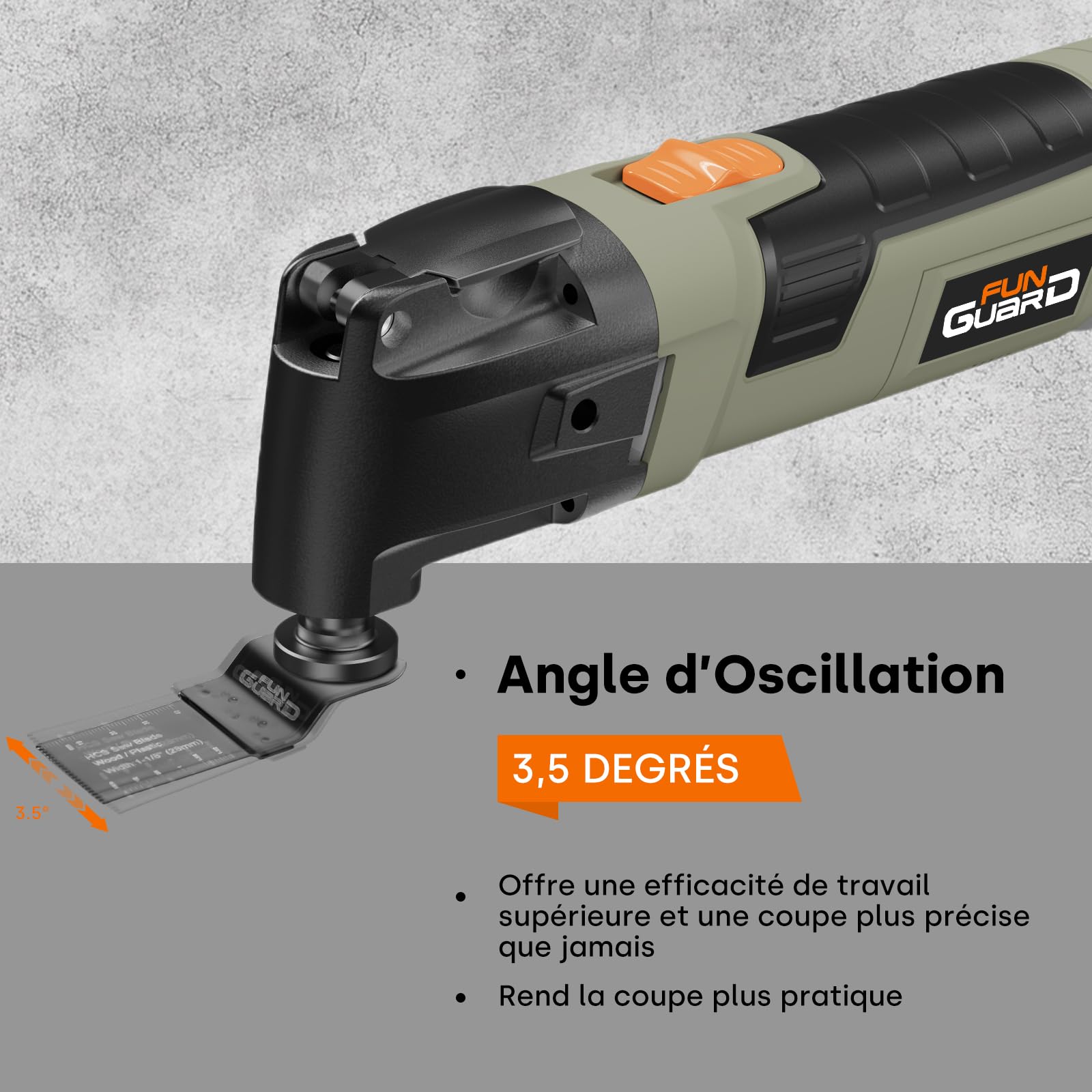 300W Outil Multifonction Oscillant, 6 Vitesses Variables 15000-22000RPM, 30 Accessoires, Angle Oscillant 3.5 °, Poignée Auxiliaire, Multi Outils Oscillants pour Couper,Poncer,Gratter,Scier