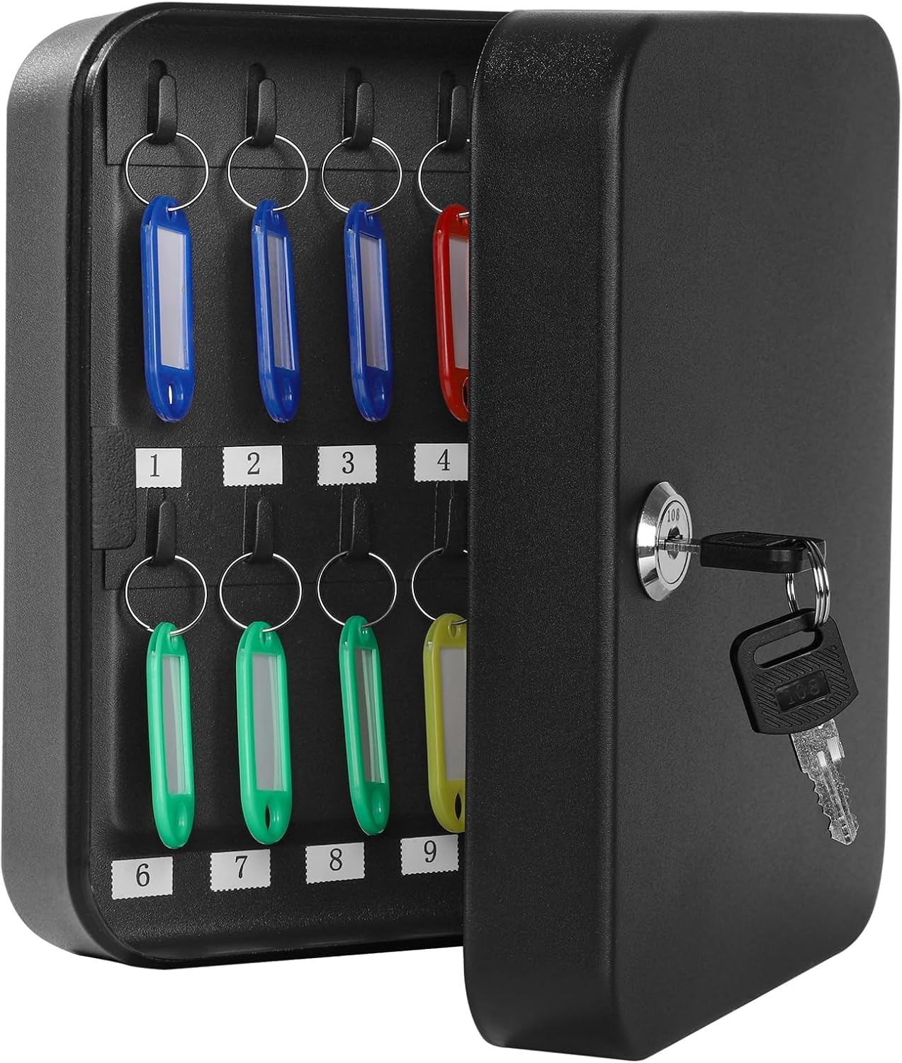 Key Cabinet with Combination Lock, 20 Hooks, Numbered Tags, Wall Mounted Steel Key Storage Box-picture-19