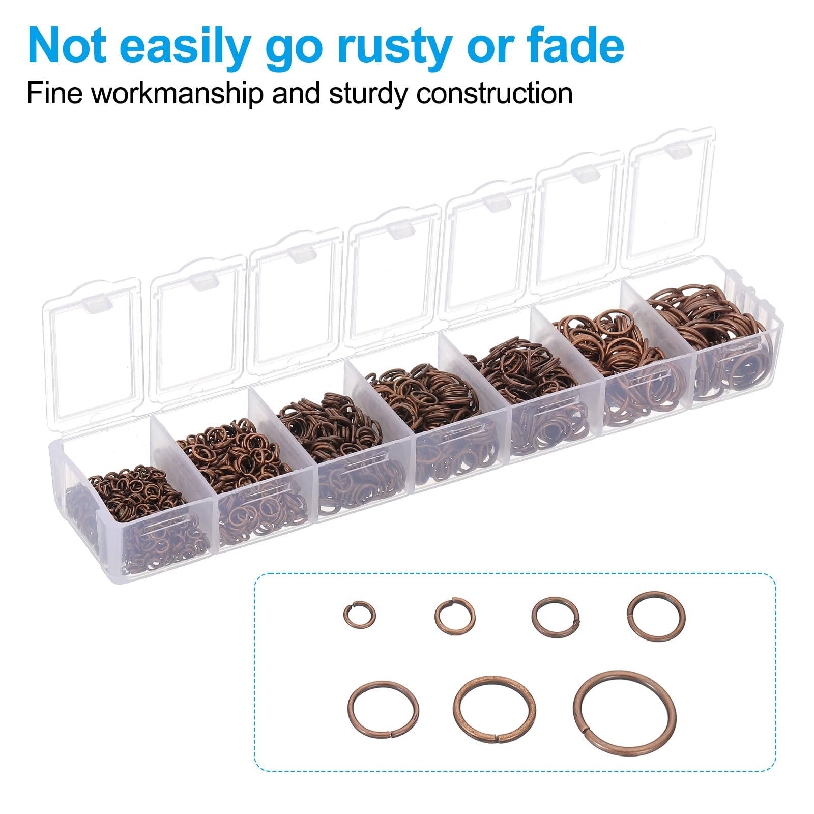 PATIKIL Jewelry Making Accessories Set, 4-10mm Open Jump Rings for Bracelet Necklace Making Findings Jewelry DIY, Ancient Copper - Image 4