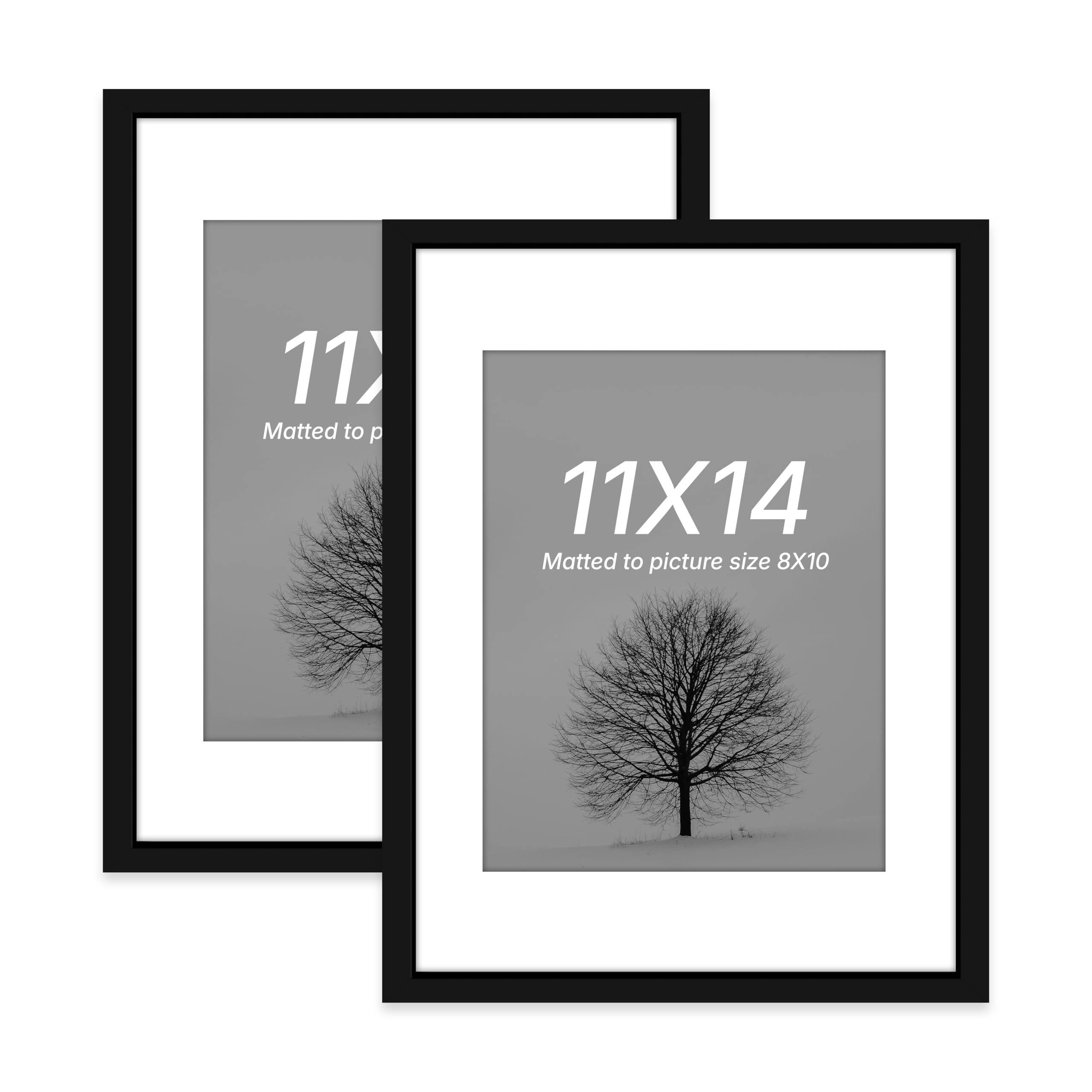 Art Street Synthetic Document Large Size Wall Photo Frame, Set Of 2 Big Frames For Wall Artwork, Certificates, Picture & Photographs Home Decor(11x14 Inch, Matted To: 8x10 Inch, Black)