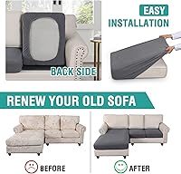 Vista 5 de Funda de sofá seccional de 3 piezas para sofá seccional en forma de L, protector elástico de muebles para sofá seccional izquierdo o derecho