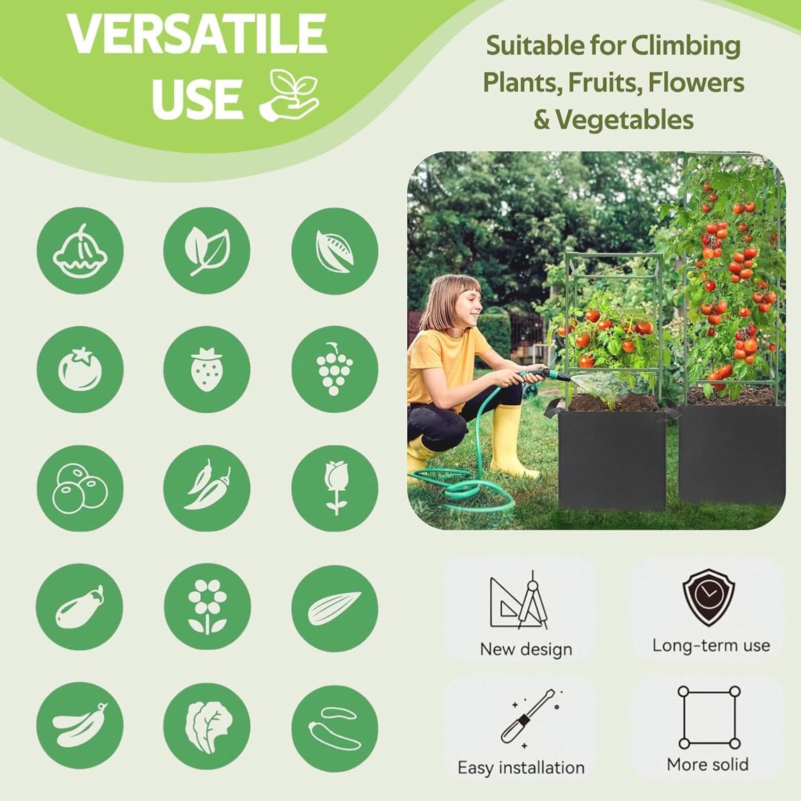 Tomaten-Stützkäfig Hohe Rankkletterhilfe, 3 Stück | Tomatenkäfig Für Den Garten Inklusive Pflanzsack Für Gurken, Paprika, Auberginen Und Auf Terrasse, Garten, Hochbeet