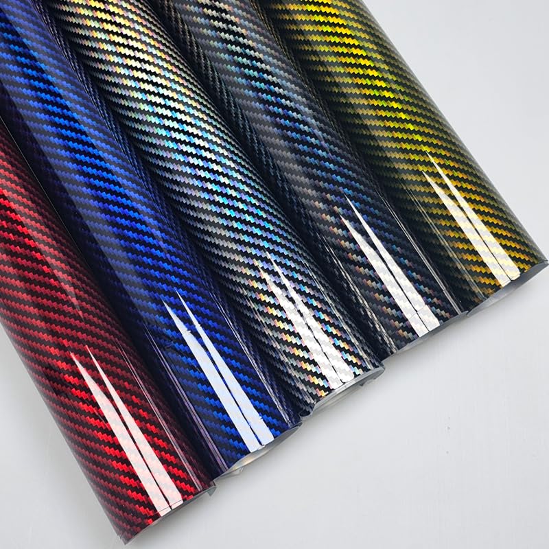 Pellicola Wrapping Auto Pellicola Adesiva For Esterni For Auto In Fibra Di Carbonio 5D, Arcobaleno, Oro Nero Lucido, Argento, Rosso, For Decalcomanie For Moto(Noir,50cm X 200cm)