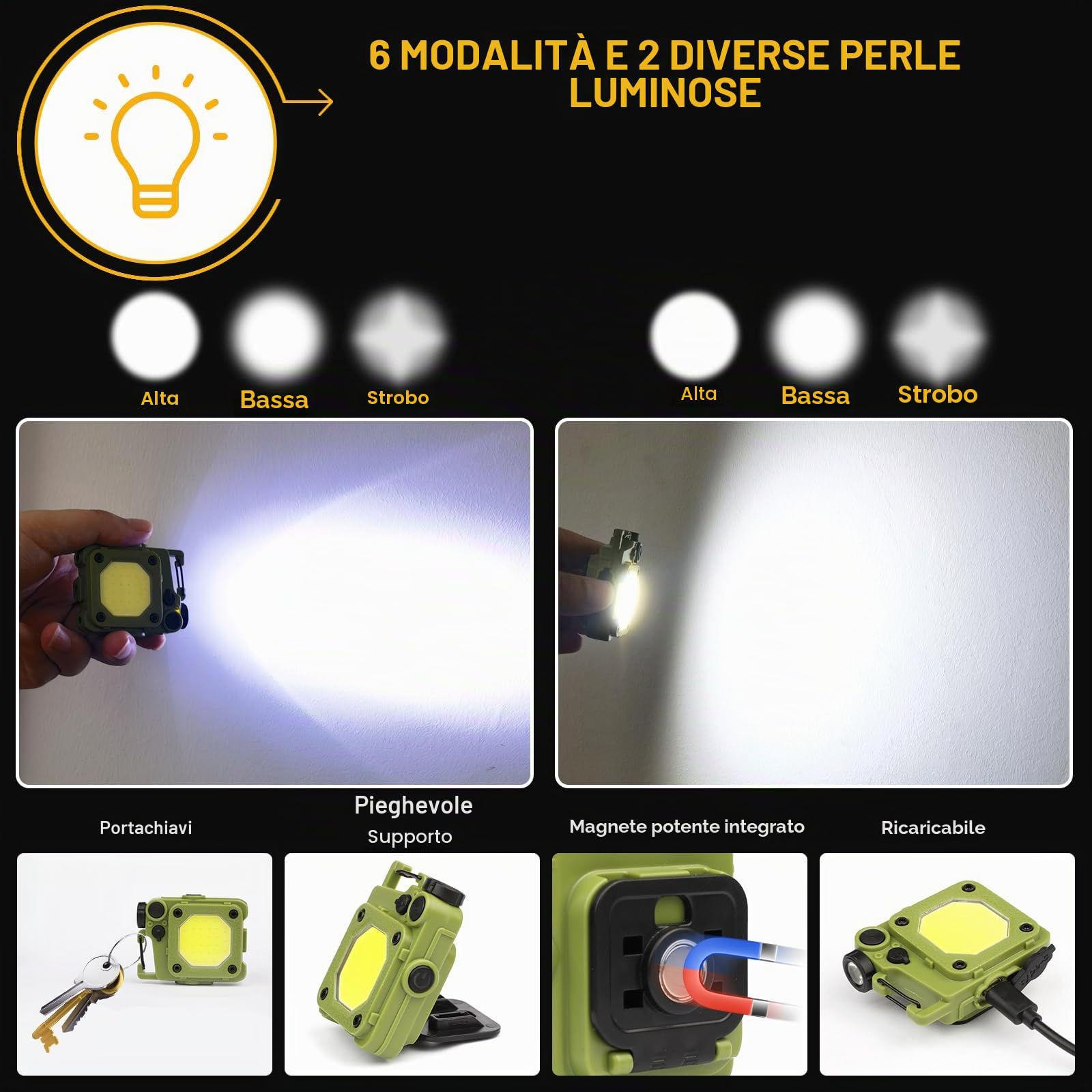 Torcia LED Potente Professionale, 1,000,000 Lumen Torcia LED Ricaricabile, Torce Potente Tattica, Torcia Professionale, Torch USB Zoomabile, Impermeabile XHQ99.2 Flashlight portatile