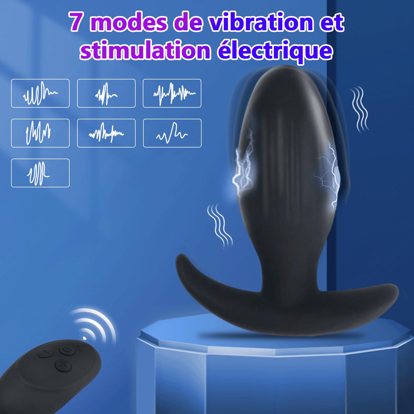 Électrostimulation Plug Anal Vibromasseurs Sex Toys Anals Plug Vibrant avec 7 Modes de Vibration et 7 Modes de Choc Electrique Télécommande Silicone Butt Plugs Anale, Prostate Homme SM Jouets Sexuels