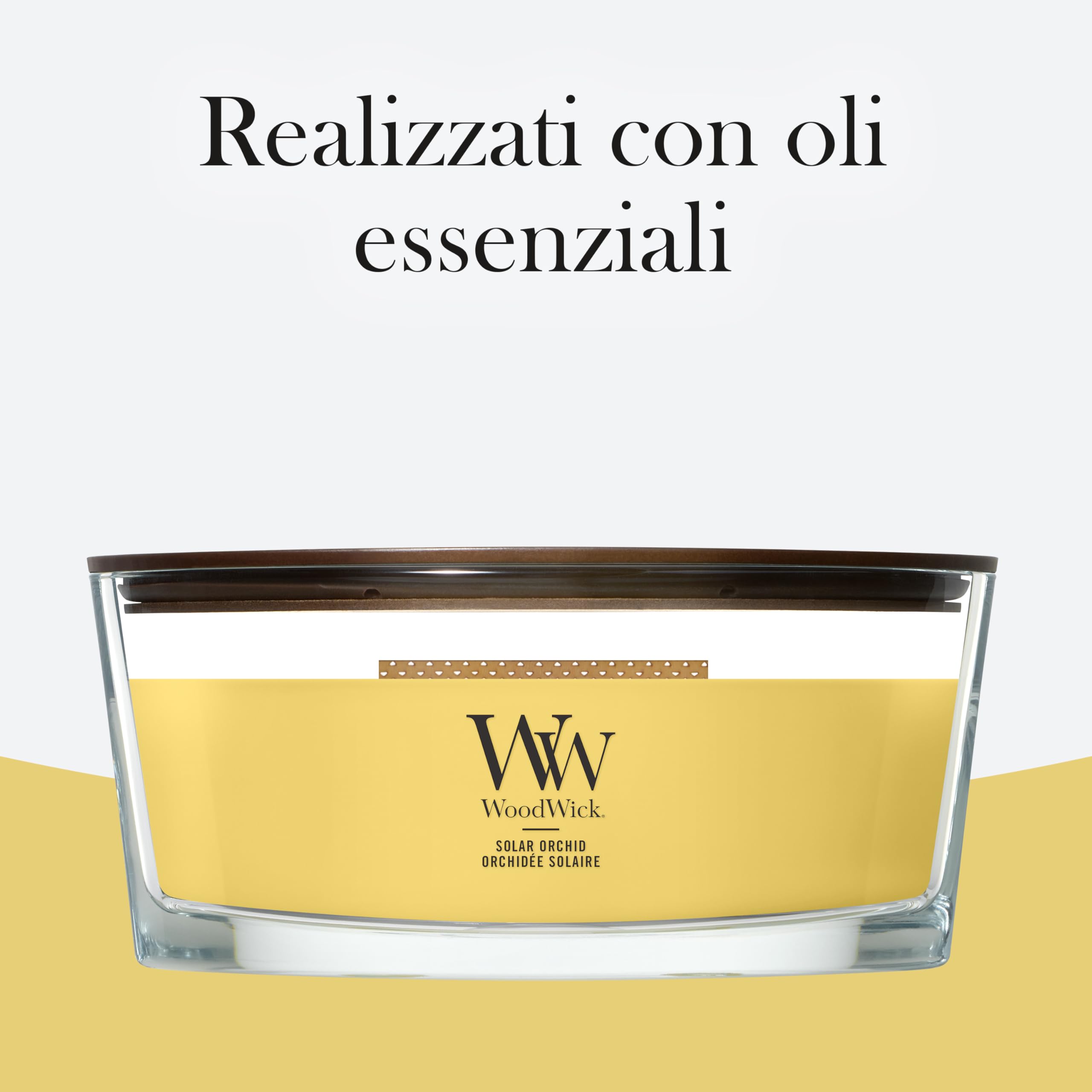 WoodWick Candela profumata | Candela Ellipse | Solar Orchid | Regali perfetti per donne