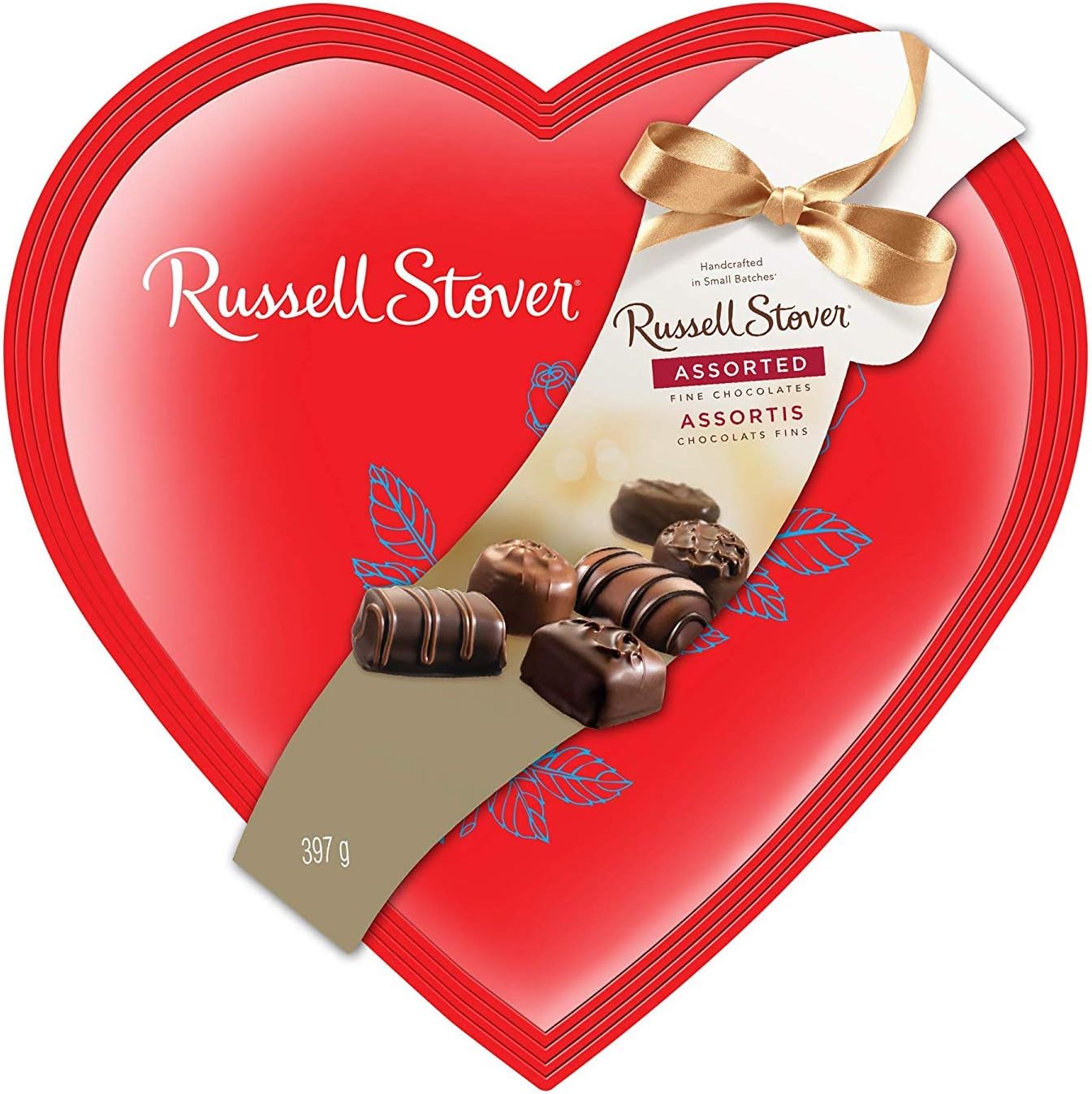 Russell StoverRed Foil Heart Assorted Chocolates, 14 Ounce Box
