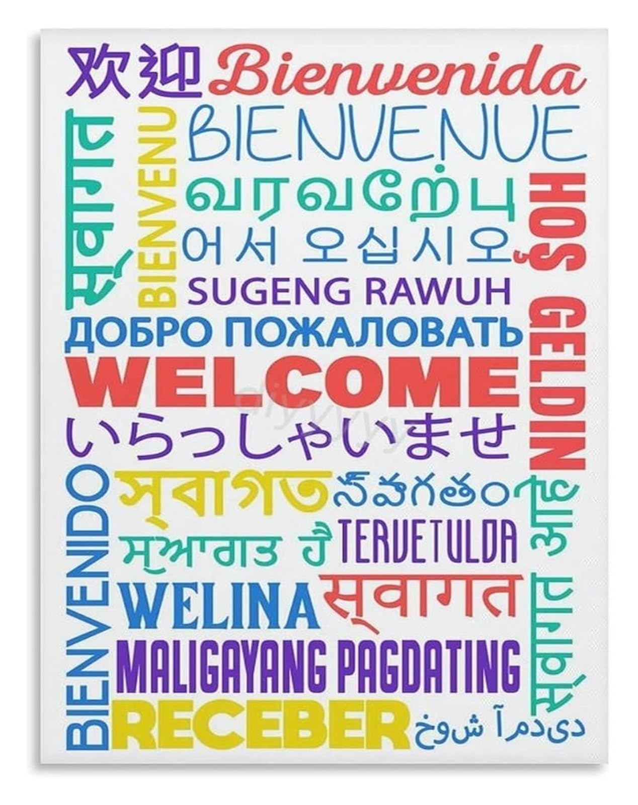 MQXFCZUX Say Hello In Many Languages Poster Global Greeting Wall Decor For Homeschool Kindergarten Office Entrance Space