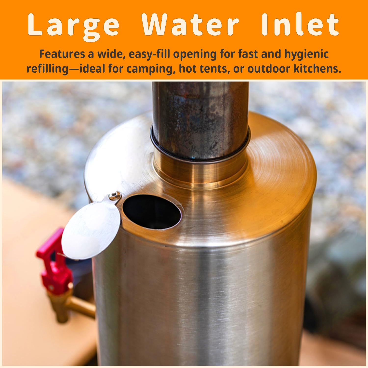 Campingzelt-Herd, Wassertank, Kamin, Wassertank, tragbarer Edelstahl, 6 cm, Wassertank für Holzofen