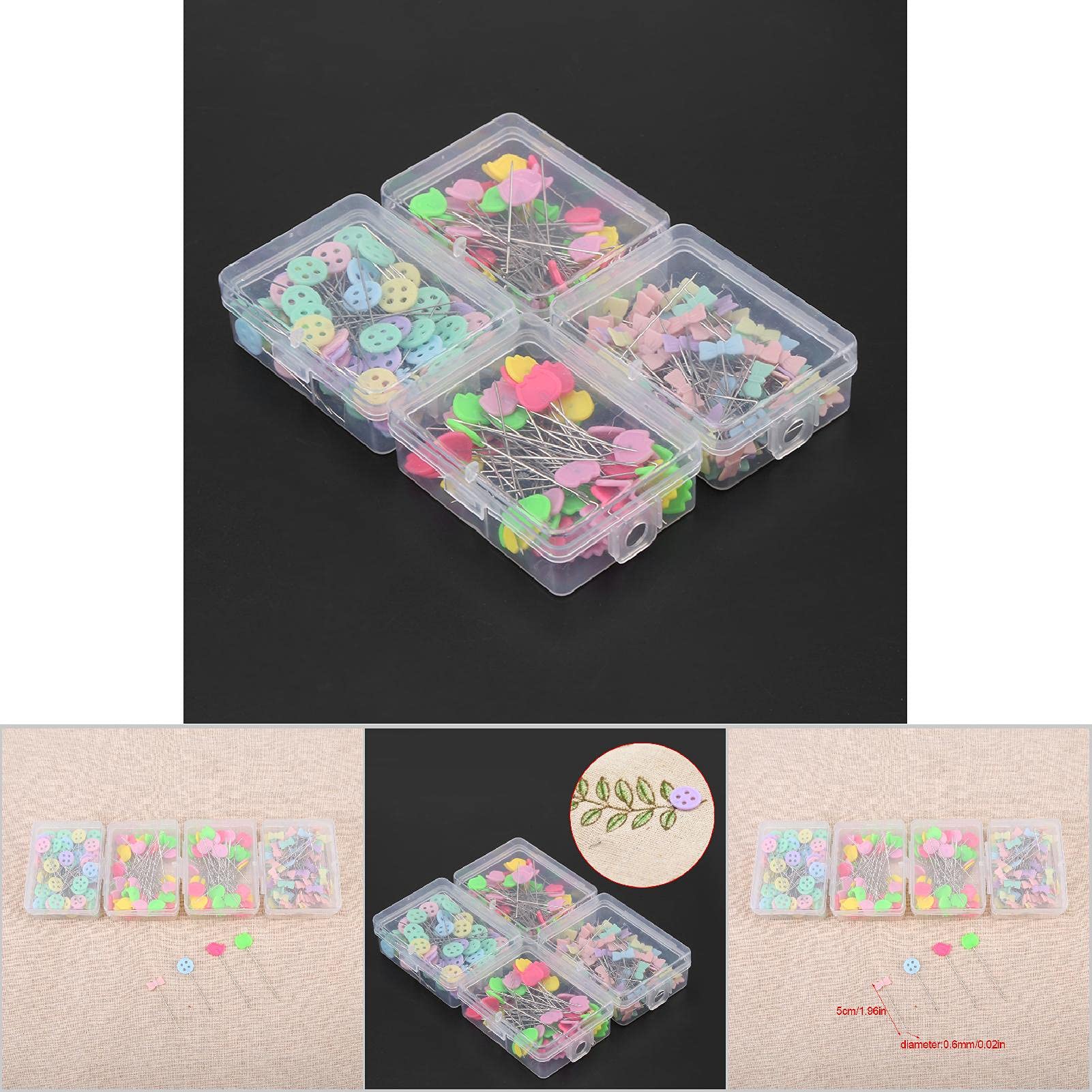 Spilli Da Cucito Con Testa Colorata - 300 Pezzi In Scatola - Per Tessuto, Craft E Fai Da Te - Foto 4