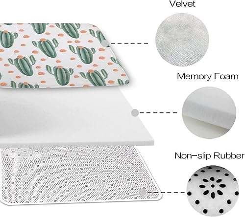 Miniatura 4 de Alfombra de cocina lavable con patrón de plantas de cactus verdes, alfombra de cama de 20 x 32 pulgadas, tapetes para Baño, tapetes de cocina para