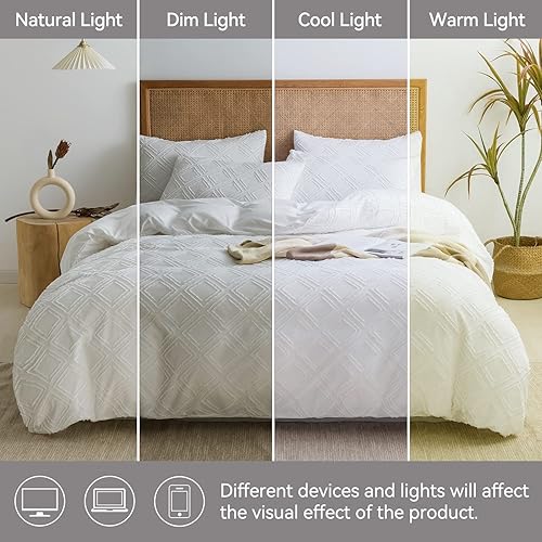 Miniatura 7 de JELLYMONI Juego de funda de edredón de microfibra ultrasuave de 3 piezas, funda de edredón reversible con cierre de cremallera y lazos en las