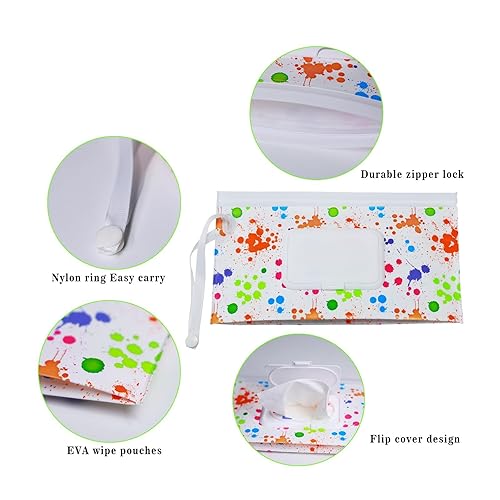 Miniatura 3 de Dispensador de toallitas para bebés, paquete de 4 soportes portátiles recargables para toallitas reutilizables, contenedor ligero para toallitas