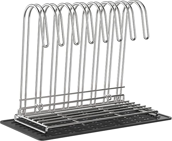 IDEATECH Reusable Bag Rack with Cup Drying Mat,Plastic Bag Dryer Rack Dish Drying,Collapsible Kitchen Counter Storage Or