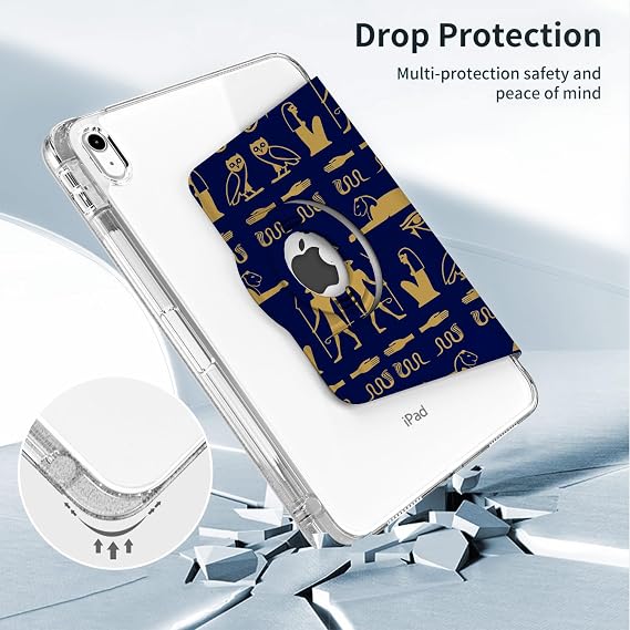 Rotating Case for ipad 10th Generation case,Cute 10.9 inch ipad case 10th Generation,360 Degree Rotating Protective iPad Covers, Smart Folio,Pencil Holder,Auto Sleep/Wake, Ancient Egypt