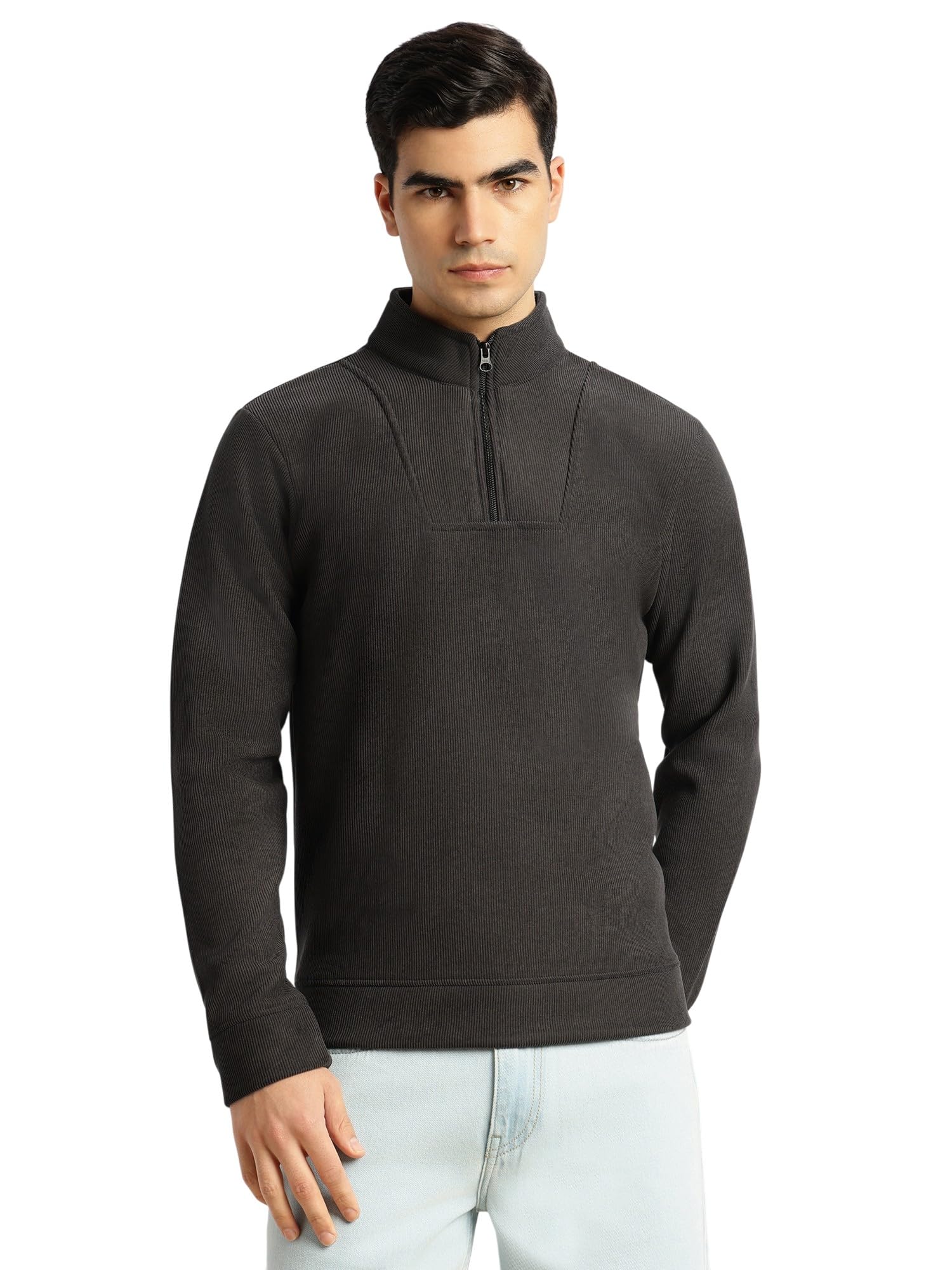 ONLY Men's | Regular Fit | Long Sleeves | High Neck | Solid | 100% Polyester | Knitted | Sweatshirt | Dry Clean Only in neutral