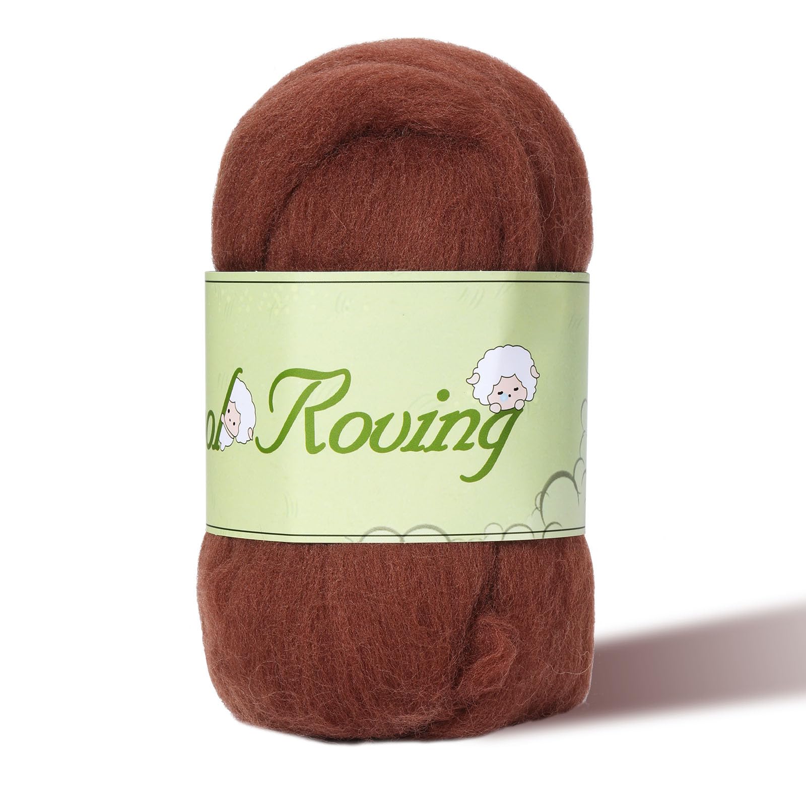 Wool Roving Yarn, 1.76oz Colored Natural Wool roving,Wool Felting Supplies Pure Wool Chunky Yarn Wool for Needle Felting, Wet Felting, handcrafts and Spinning (Brown Color)
