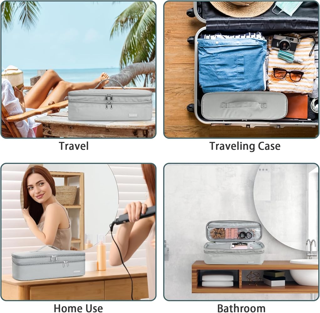 Borsa Portatile Per Spazzola Ad Aria Calda - Doppio Strato, Grigio, Organizzata E Pratica - Foto 7