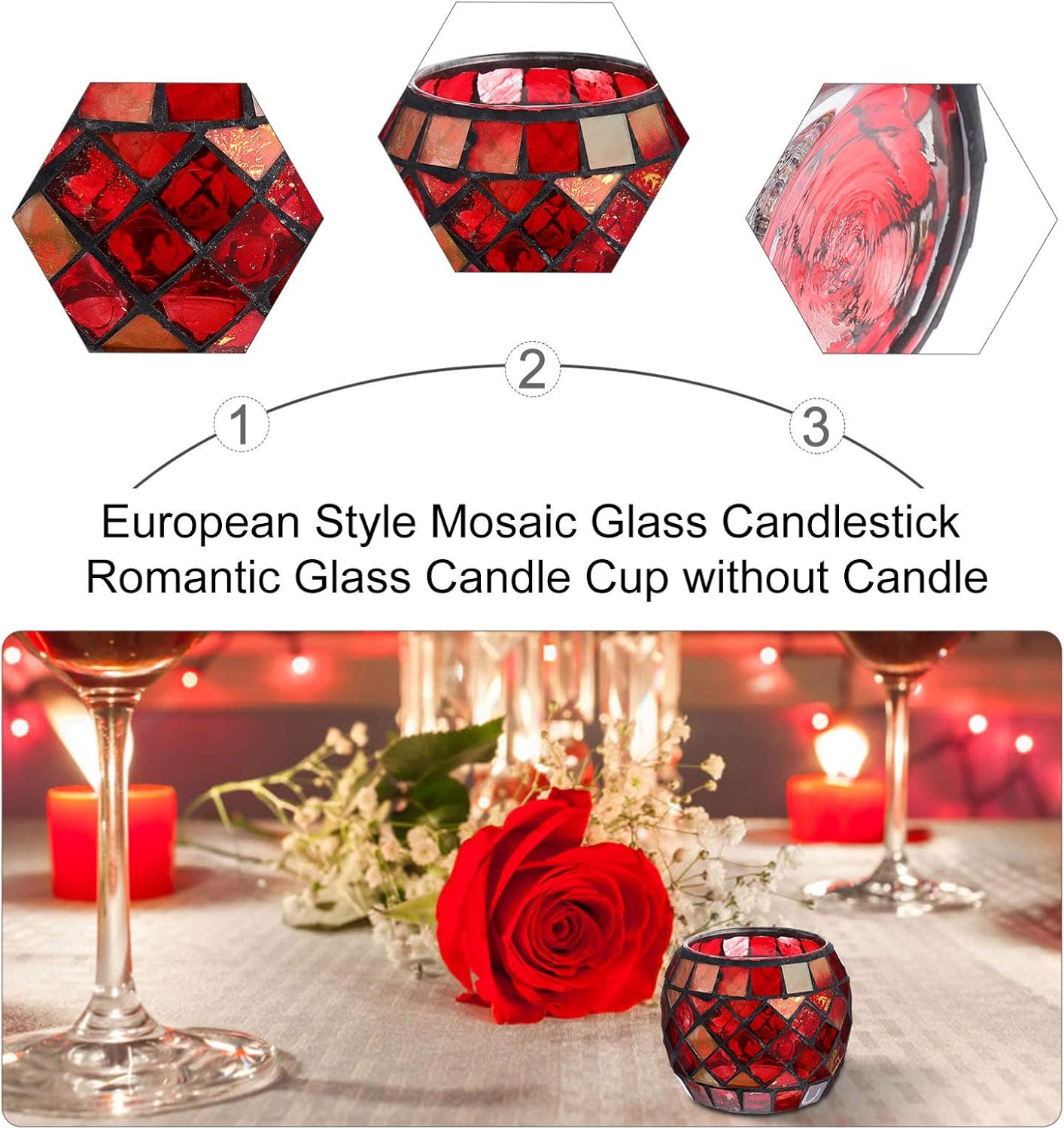 Glass Votive Candle Holder Christmas Candle Holders Red Mosaic Tealight Holder Votive Candle Holders Christmas Dining Table Centerpieces for Home Wedding Decorations