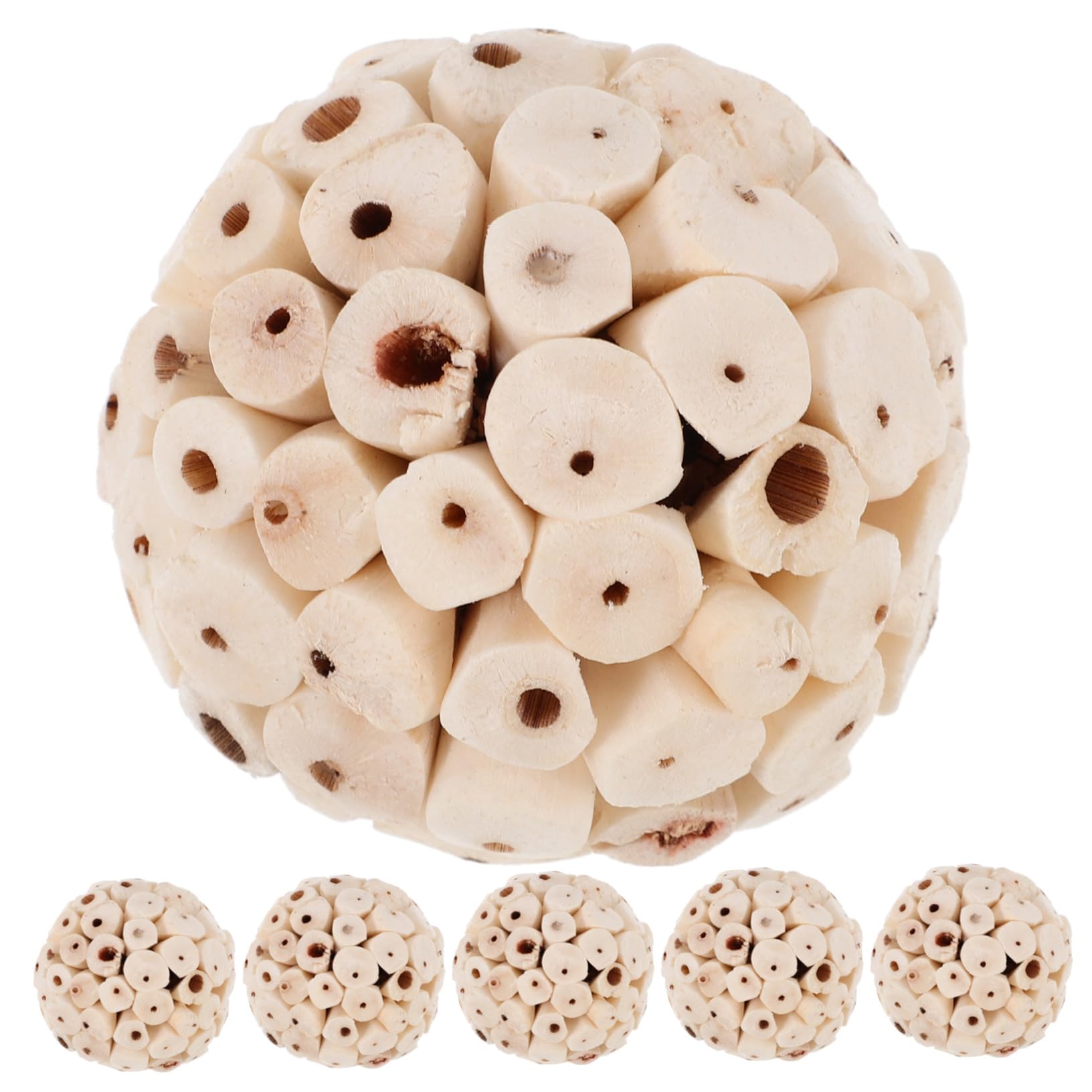 6 pièces Jouets à Mâcher Naturels pour Oiseaux et Rongeurs Boules Comestibles pour Perroquets Perruches Hamsters et Hérissons Accessoires de Fouille pour Cage