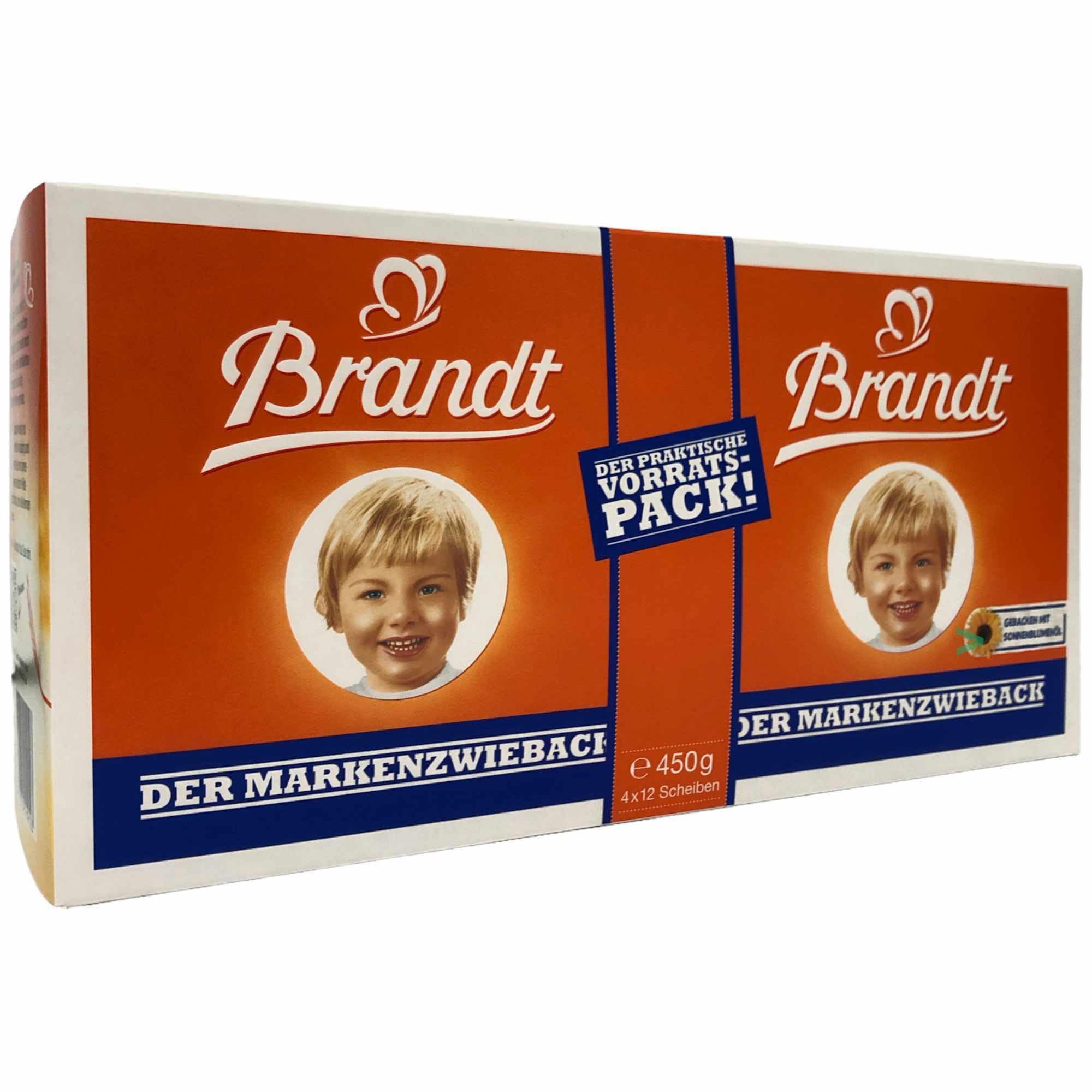 Brandt Markenzwieback der praktische Vorrats-Pack 10er Pack (10x450g Packung) + usy Block