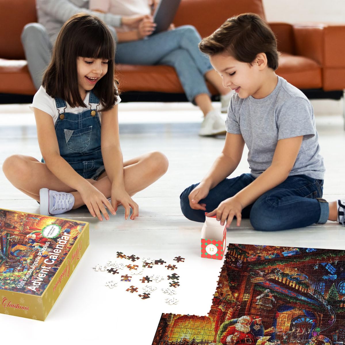 Adventskalender Puzzle 2025 Weihnachtsmann 1008 Teile – 24 Boxen Countdown Puzzle Für Erwachsene & Kinder