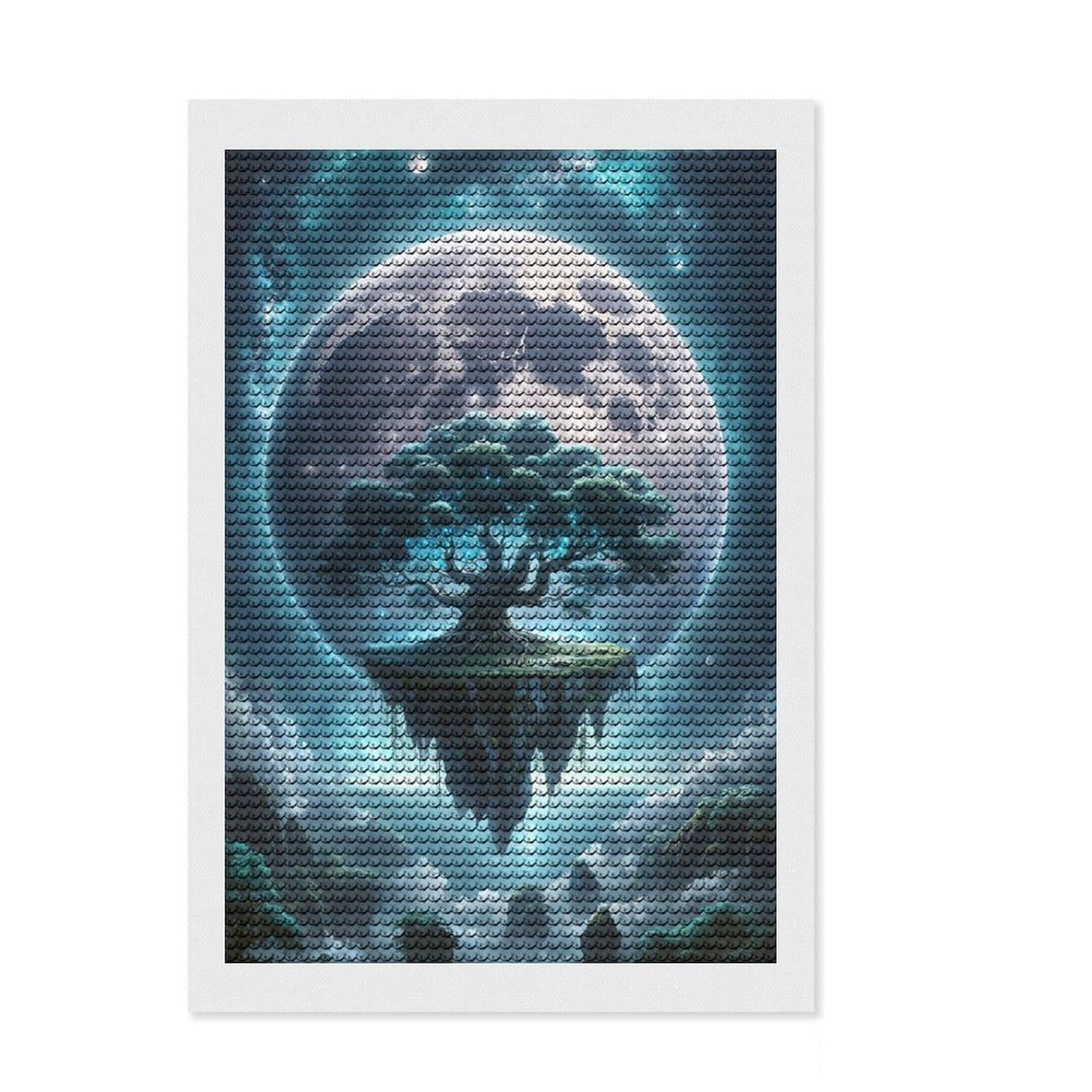 Junmoney Moonlit Mystique Island Diamond Art Kit 8"x12", for Women, Full Kit Included, Boho Decor, Birthday Gift, Creative Leisure Activity