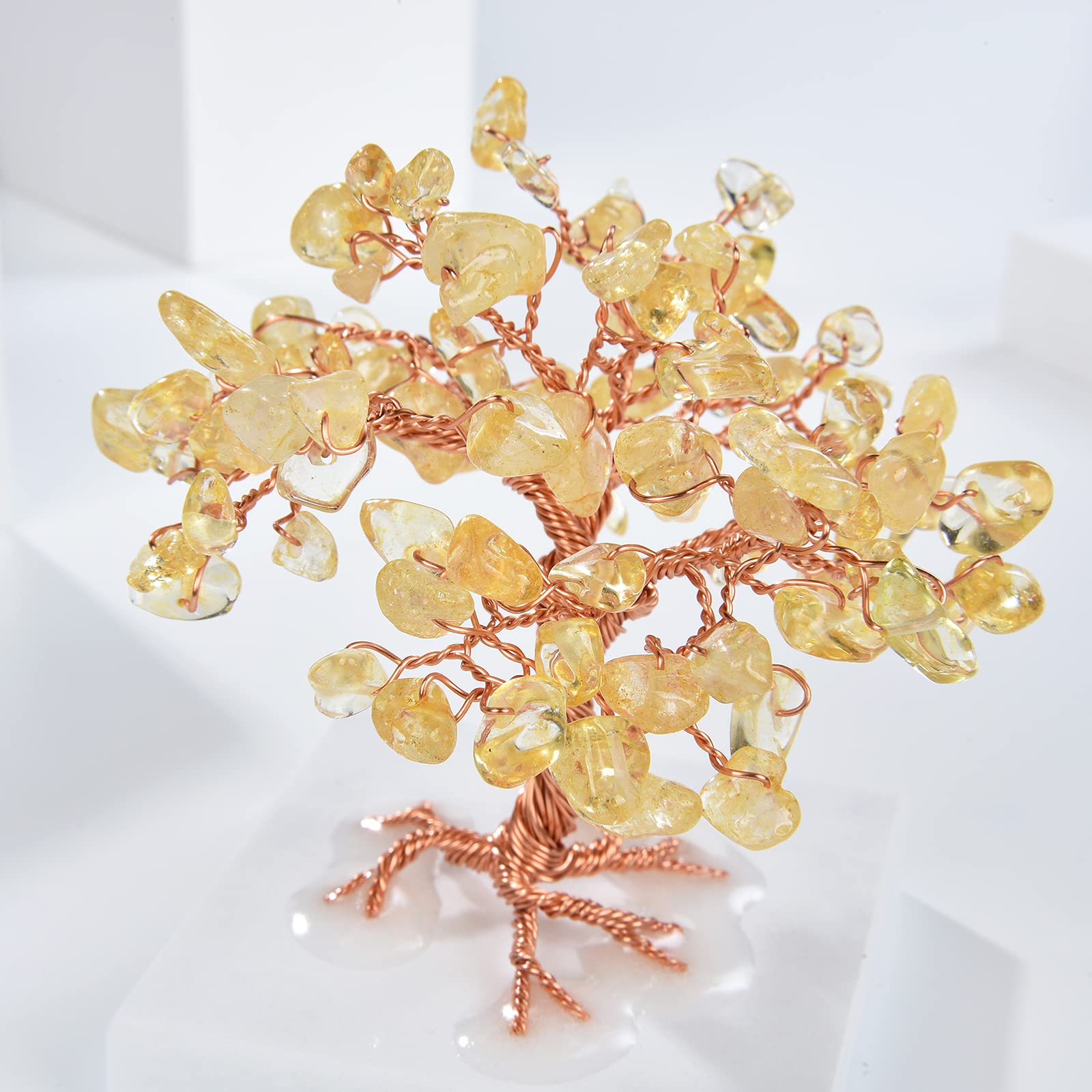 【天然石】金のなる木 招財樹 シトリン 金のなる木 小 縦約15cm 黄水晶 風水アイテム