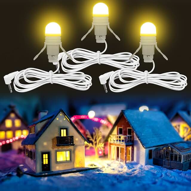 Kingdder 3 Pack Christmas Village Battery Operated LED Lights