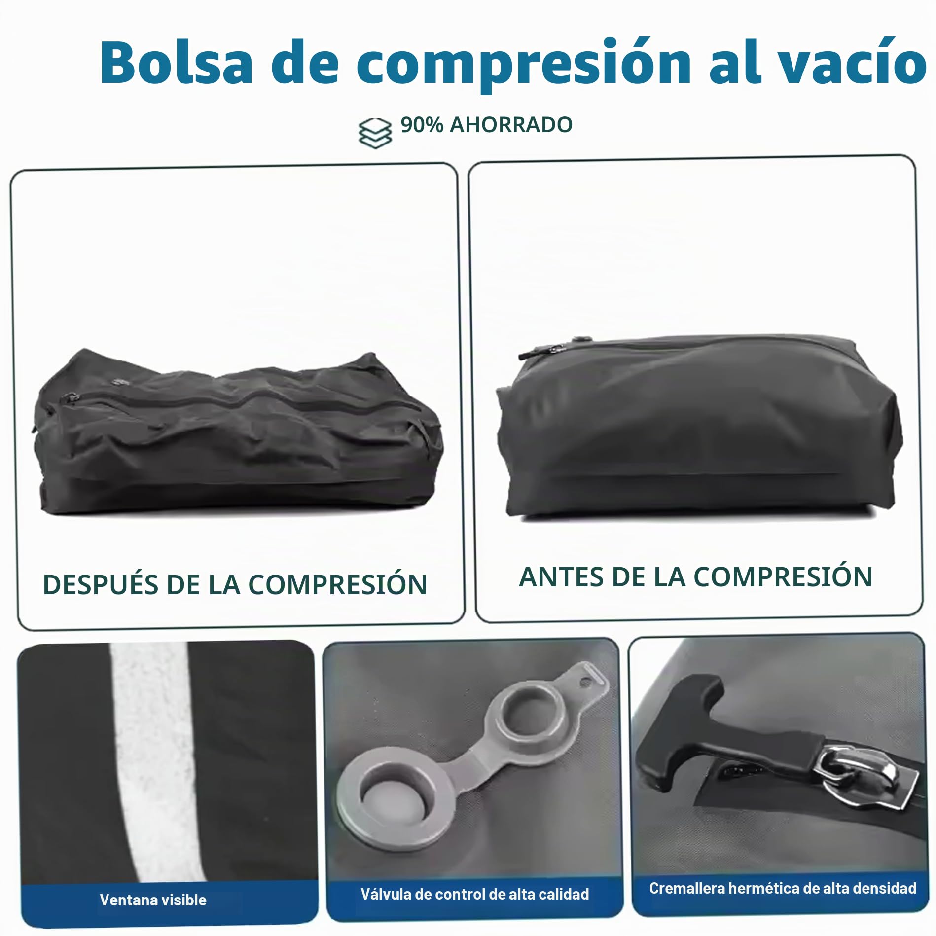 Bolsas de vacío de viaje con bomba, paquete de 2 bolsas de compresión de viaje reutilizables para ropa, bomba eléctrica, bolsa de almacenamiento al vacío impermeable de 17 l para maleta y almacenam