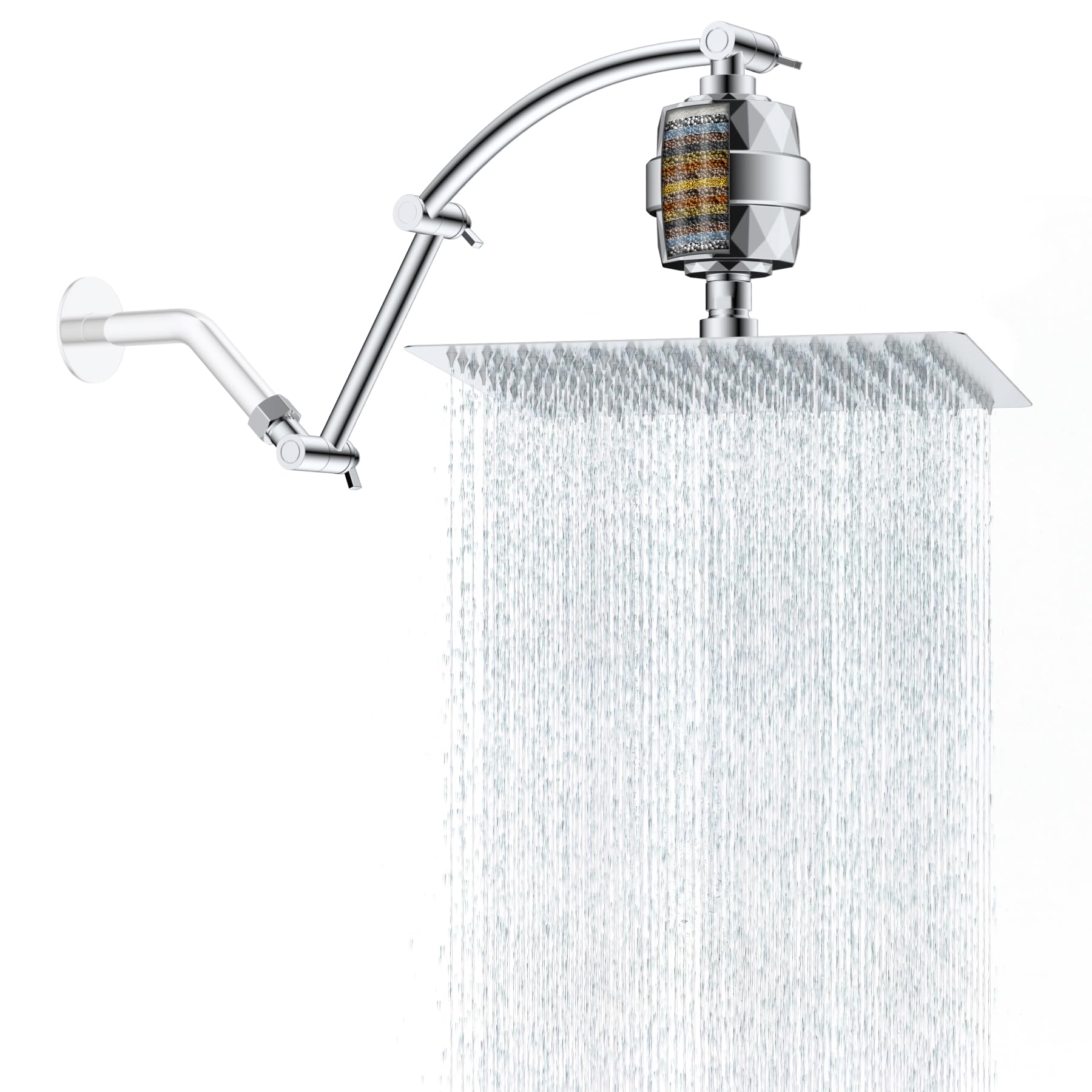 Hibbent 30,5 cm gefilterter Regenduschkopf mit 40,6 cm Verlängerungsarm, Chrom