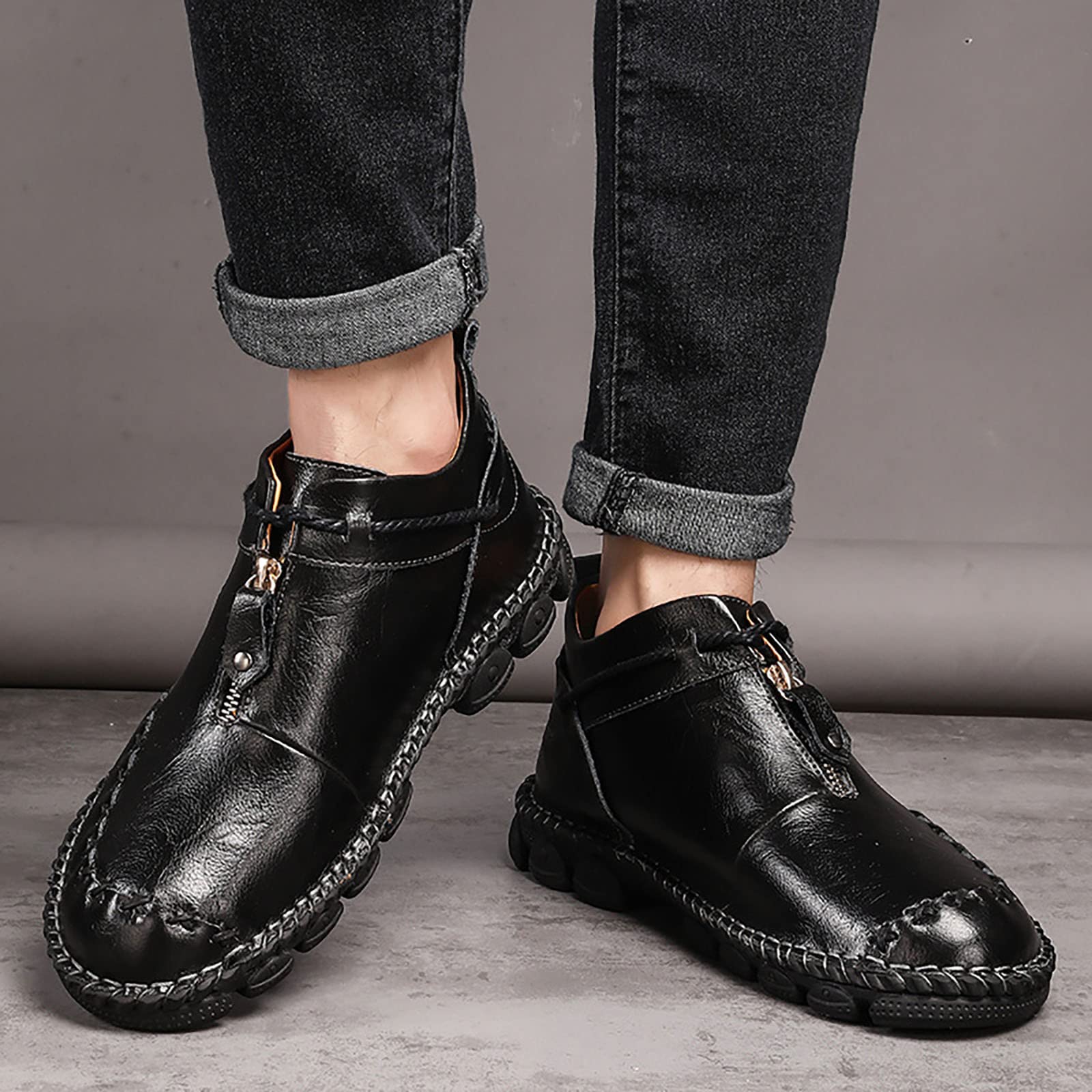 Scarpe da ginnastica da uomo in pelle ortopediche di alta qualità, impermeabili, per attività all'aperto, per il tempo libero e il lavoro