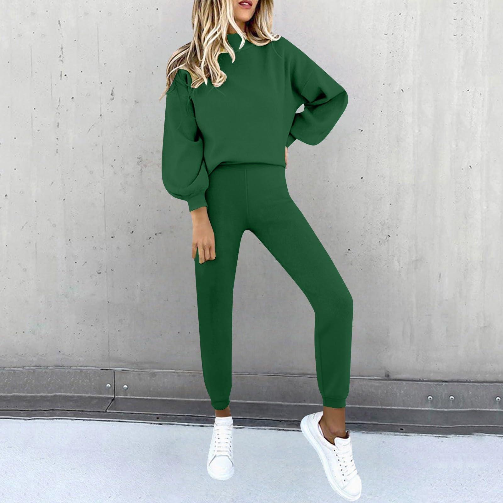 Tuta Da Ginnastica Donna 2 Pezzi Completi Sportiva Manica Lunga Girocollo Tuta Palestra Completo Da Ginnastica Elegante Set Top E Pantaloni a Gamba Larga Tute Per Jogging Yoga Fitness Da Casa Autunno