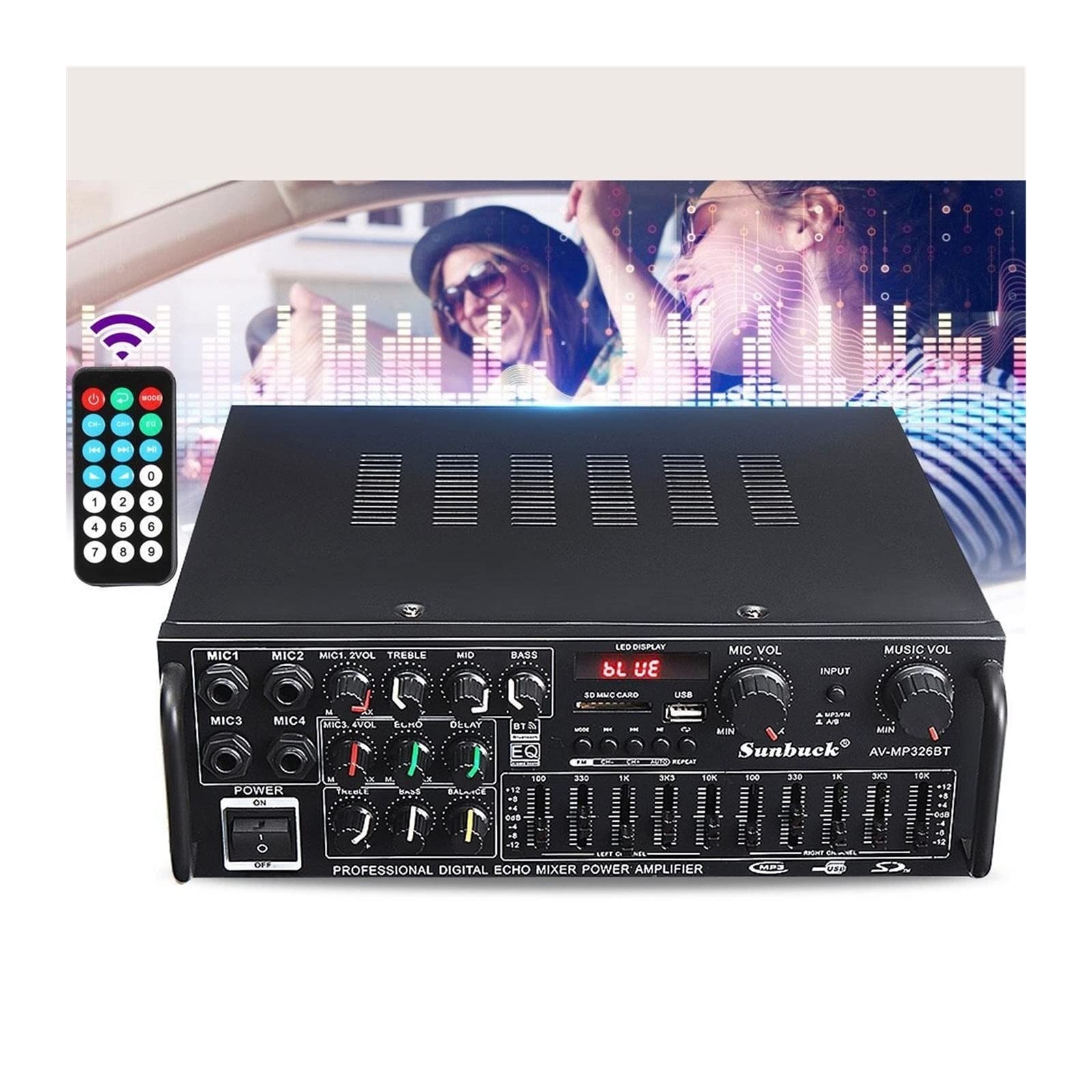 Amplificatore Audio, Amplificatore for auto DC12V Subwoofer for potente a 2 canali Amplificatori for amplificatori stereo for veicoli in lega di alluminio