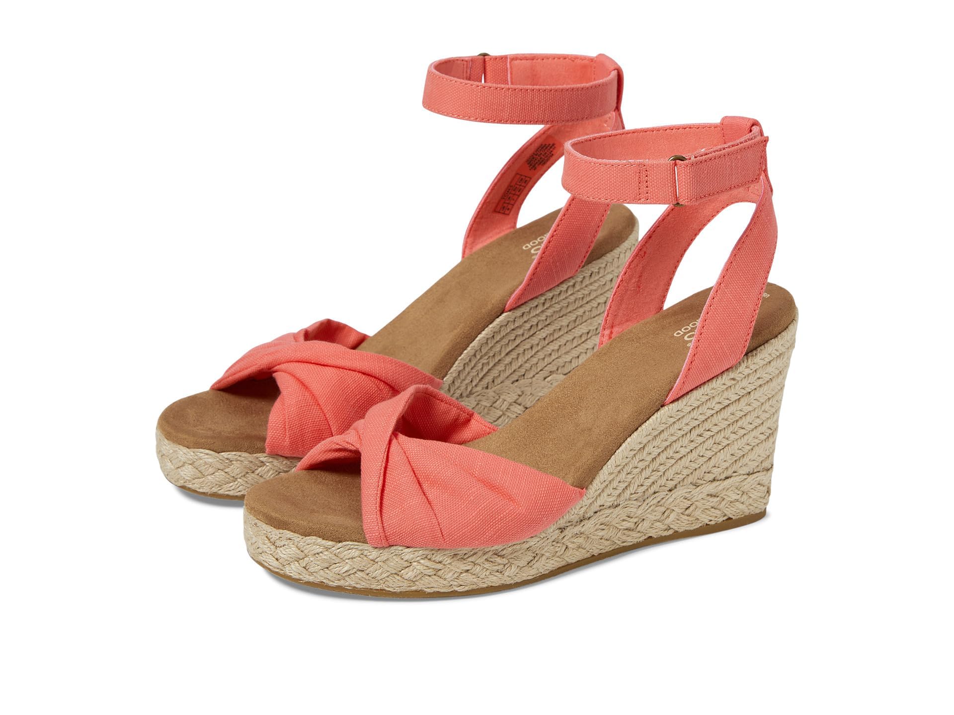TOMS Women's Marisela Wedge Sandal, Shell Pink Slubby Woven, 7.5 UK