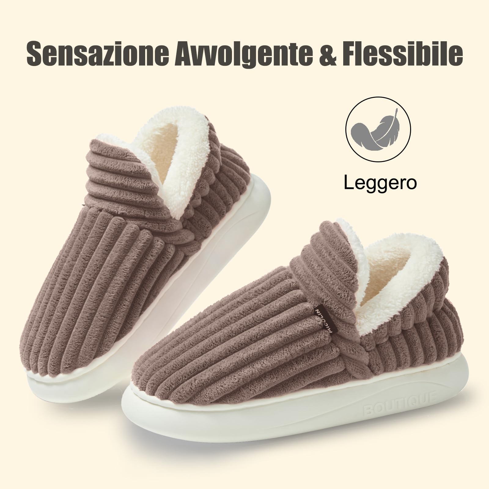 Donpapa Ciabatte Donna Uomo Invernali Pantofole Calde Peluche Chiuse Comode Memory foam Antiscivolo Inverno Scarpe