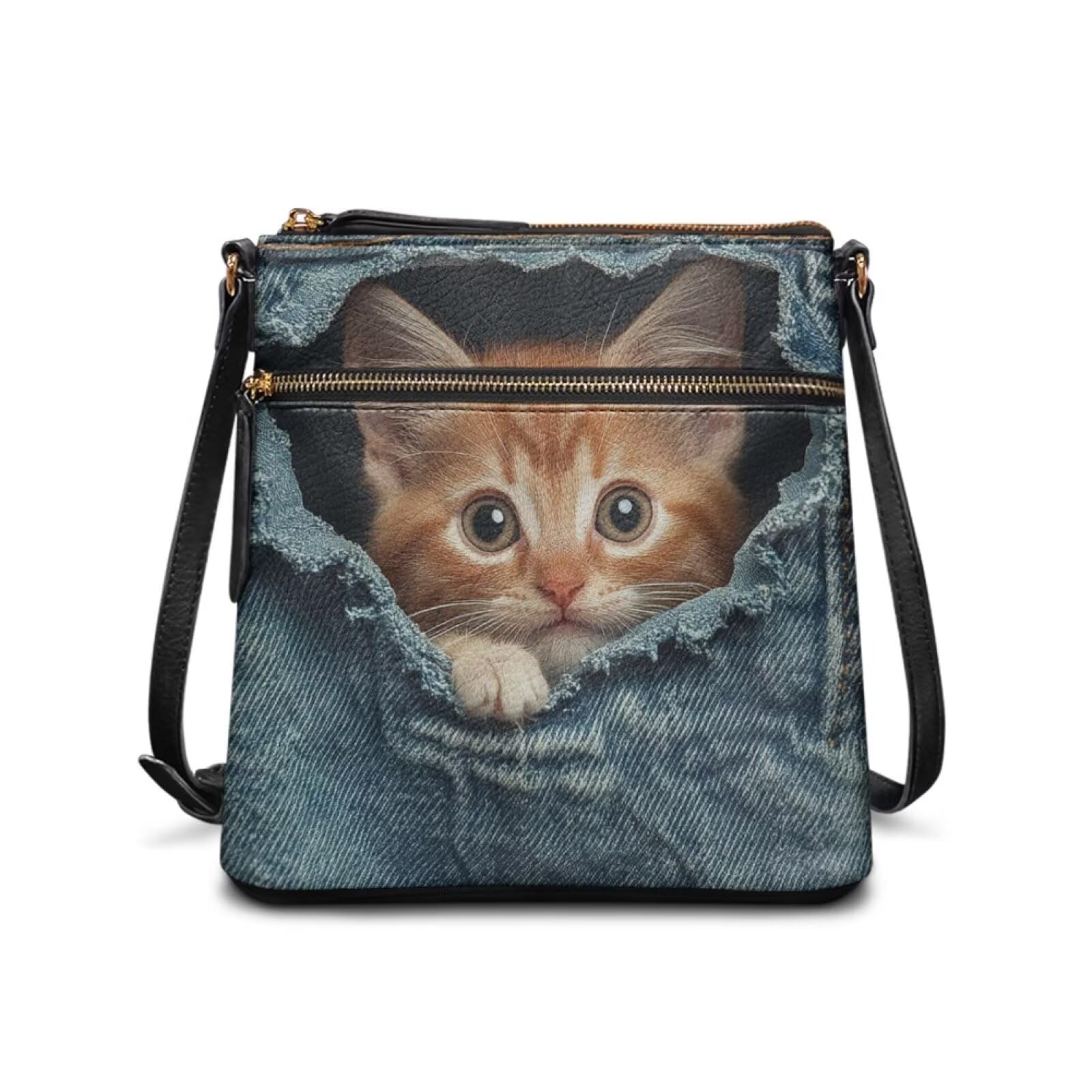 Dolyues Grand sac à bandoulière en cuir pour femme avec longue sangle réglable pour sac à main à fermeture éclair