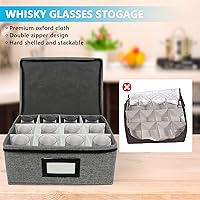Vista 5 de HURZMORO Caja de almacenamiento para vaso de whisky, 12 soportes para vasos de whisky para organizador, interior totalmente acolchado