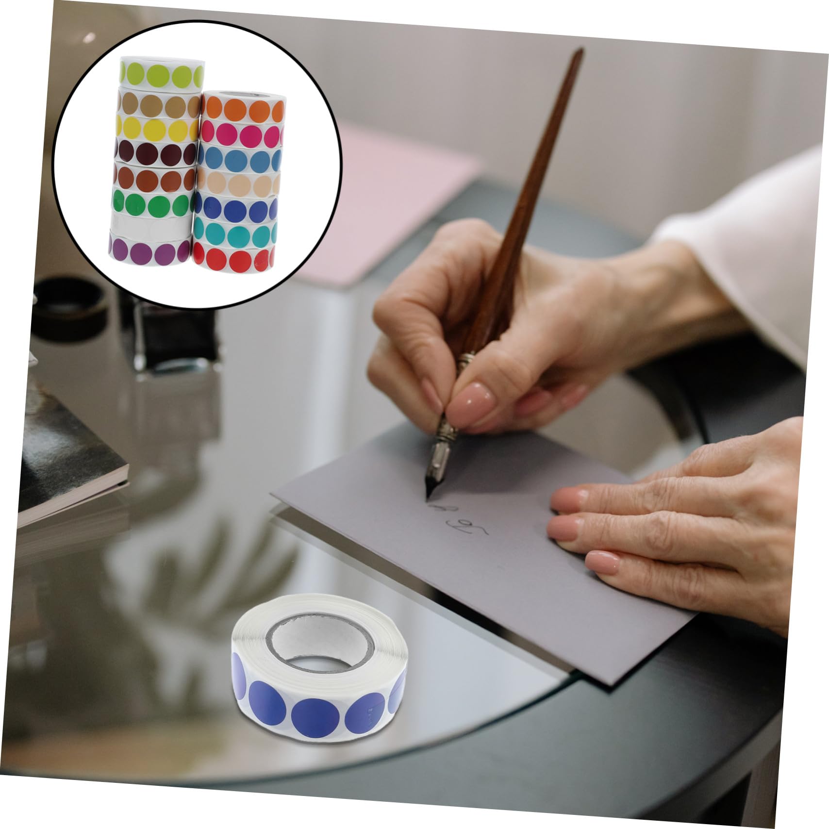 15 pezzi Etichette Adesive Colorate Tonde Adesive Autoadesive per Organizzazione Codifica Colori per Scuola Ufficio e Fai da Te