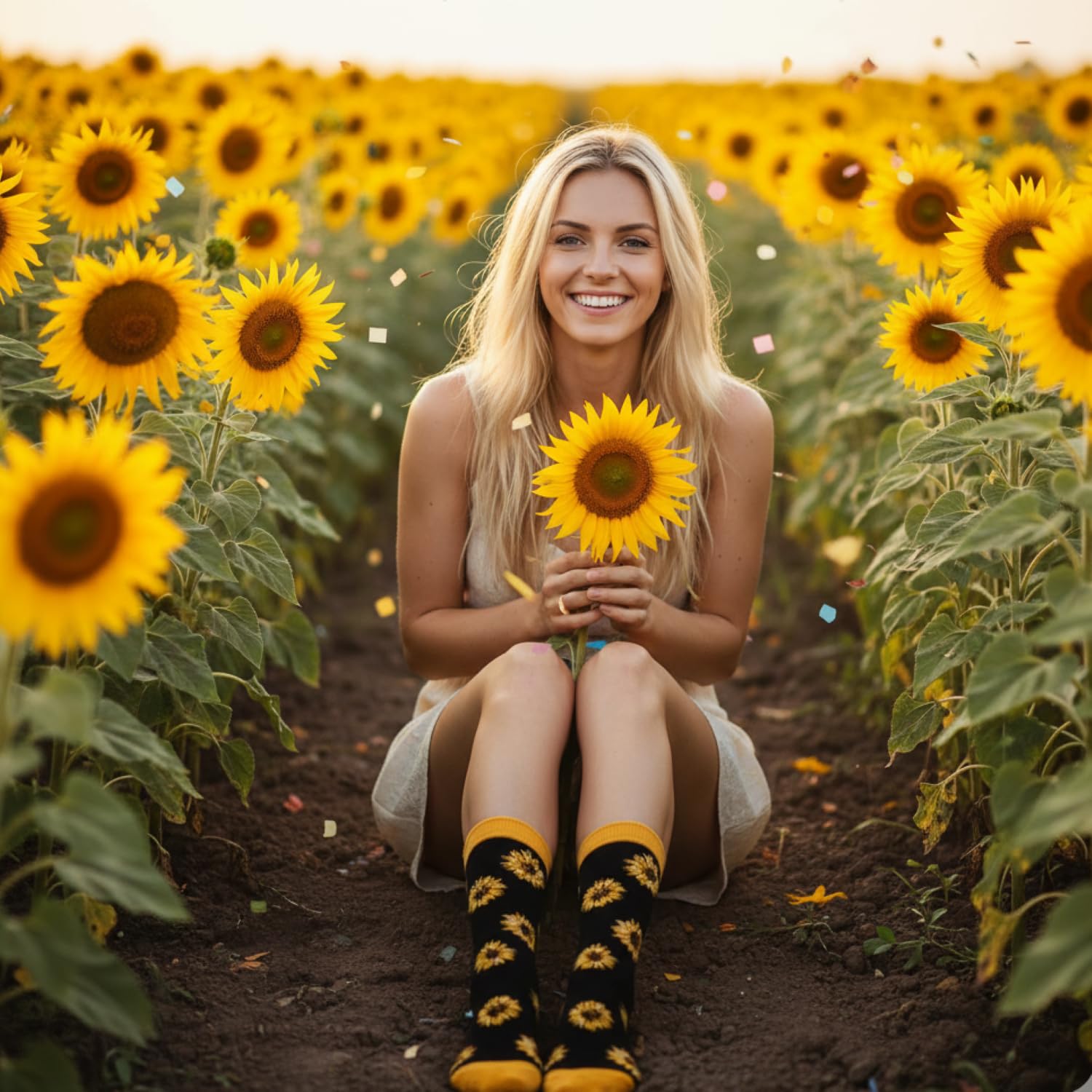 HAPPYPOP Plant Gifts - Stawberry Banana Pickle Cherry Sunflower Socks for Women